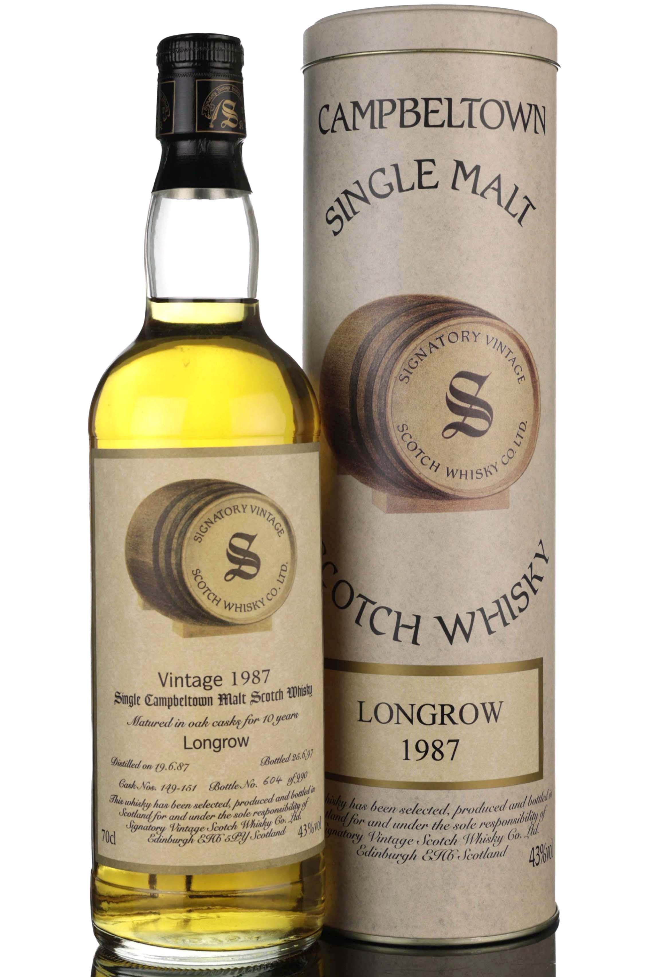 Longrow 1987-1997 - 10 Year Old - Signatory Vintage - Casks 149-151