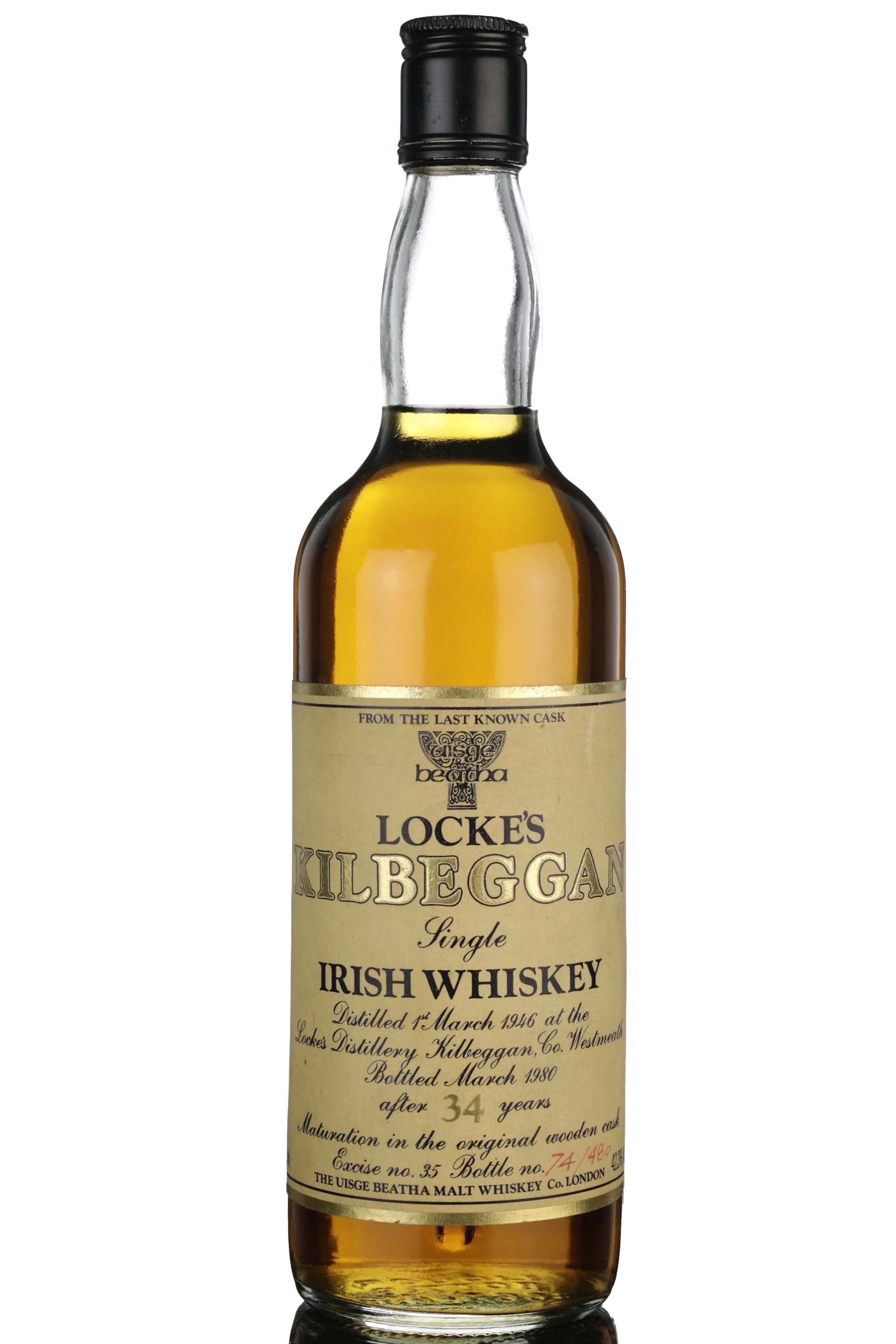 Lockes Kilbeggan 1946-1980 - 34 Year Old - Last Known Cask