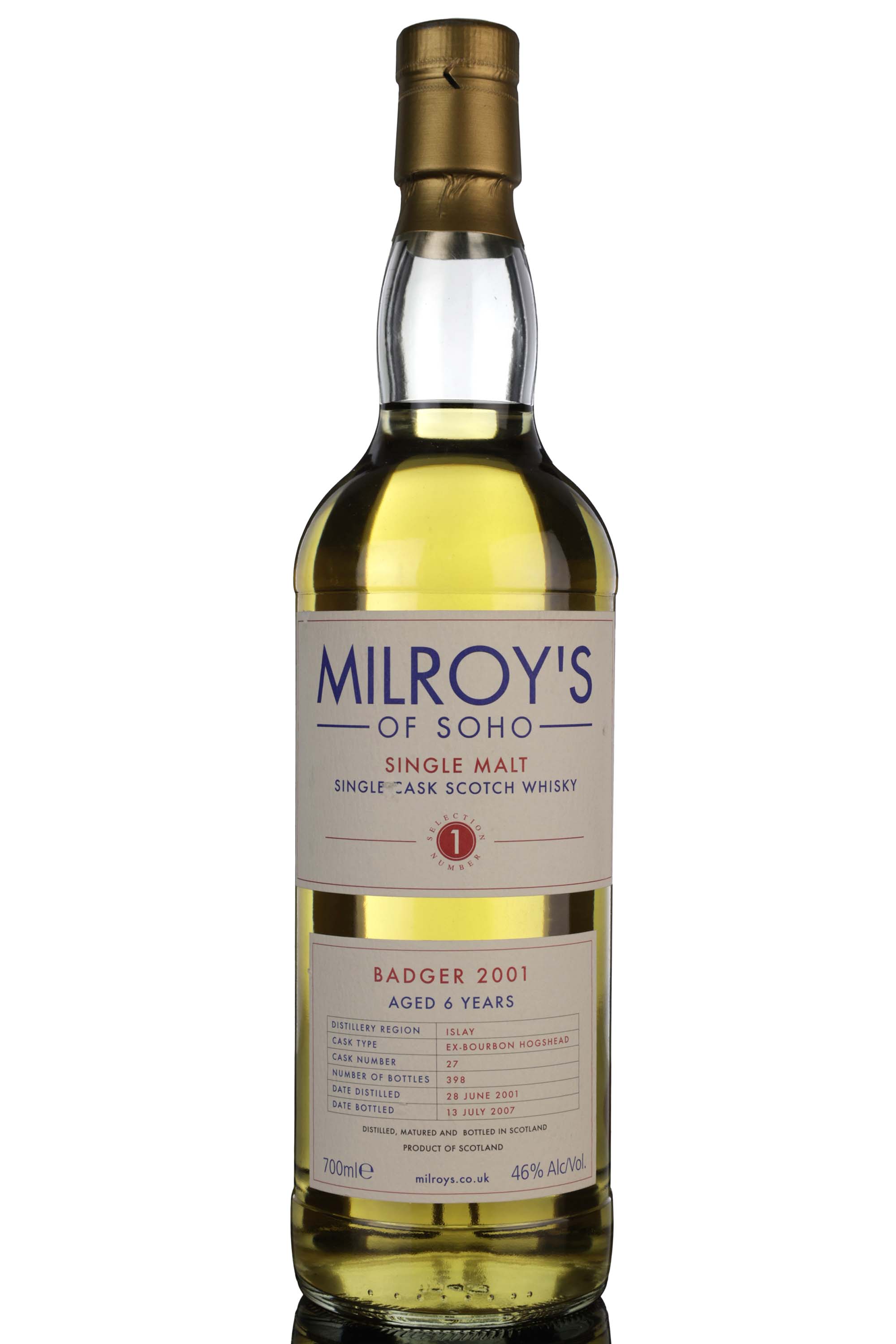 Badger (Ardbeg) 2001-2007 - Milroys Of Soho - Single Cask 27 -