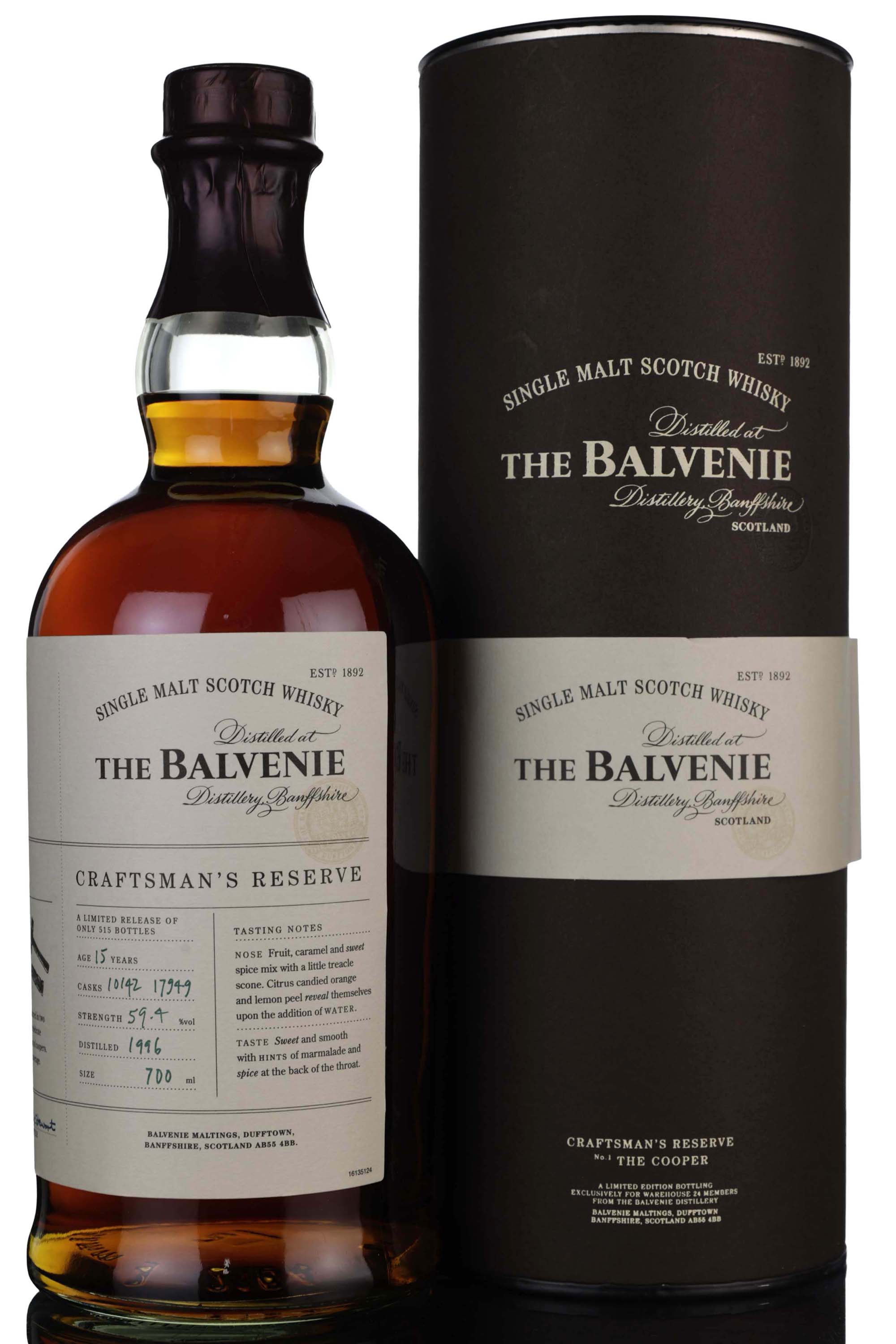 Balvenie 1996-2012 - 15 Year Old -  Craftsman's Reserve No1 The Cooper - Casks 10142-17949