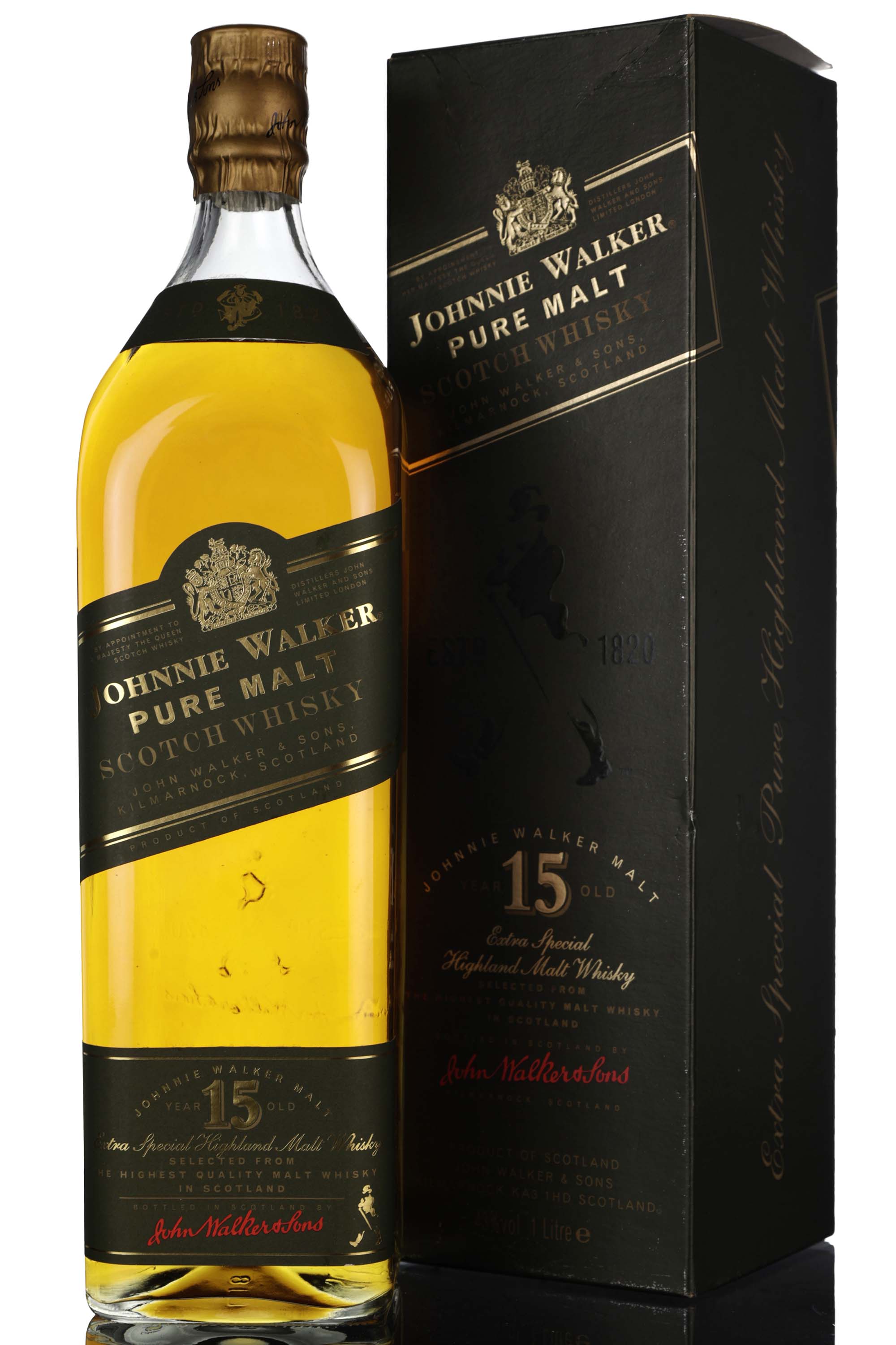 Johnnie Walker 15 Year Old - Green Label - Circa 2000 - 1 Litre