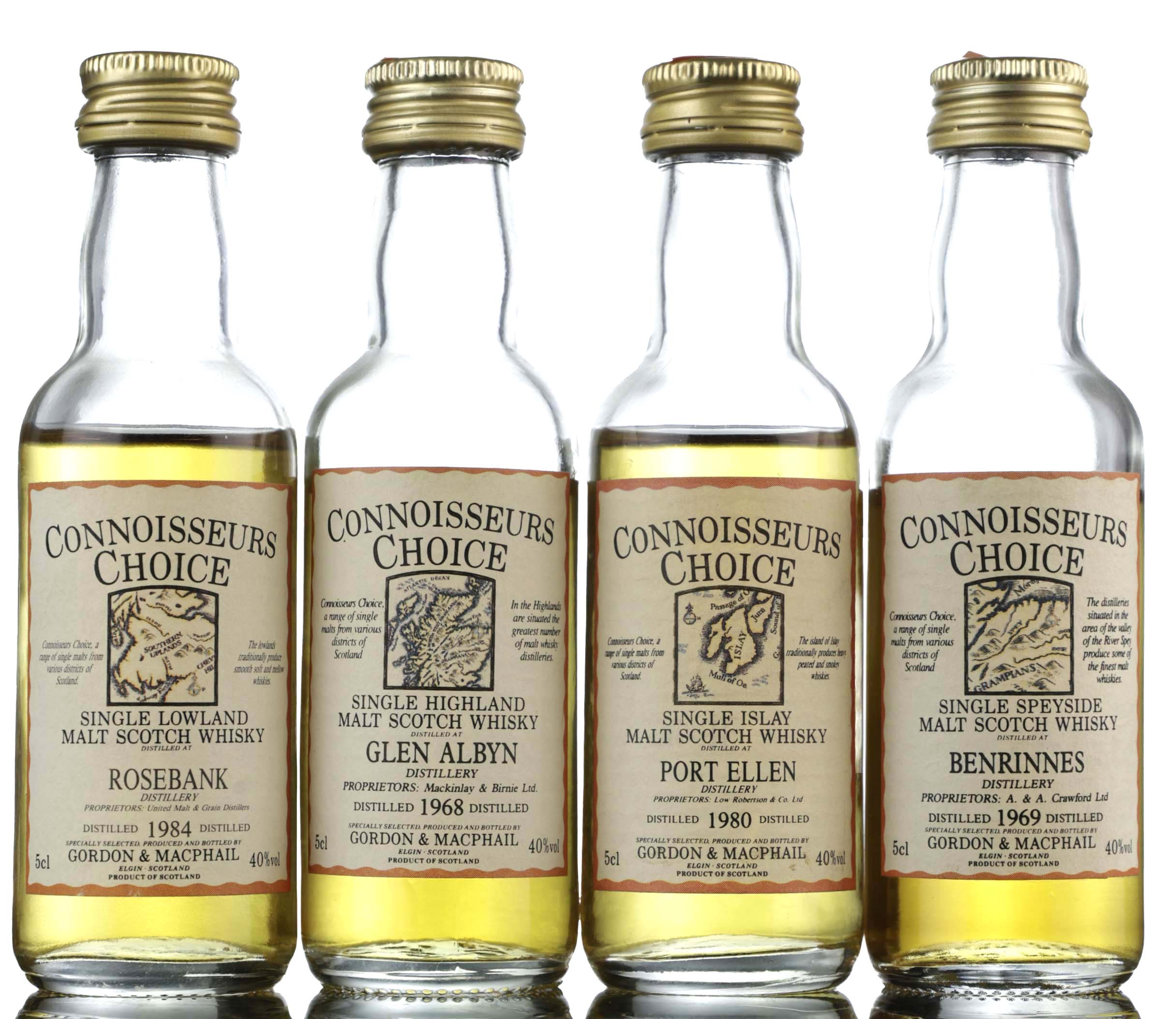 4 x Gordon & MacPhail Connoisseurs Choice Miniatures