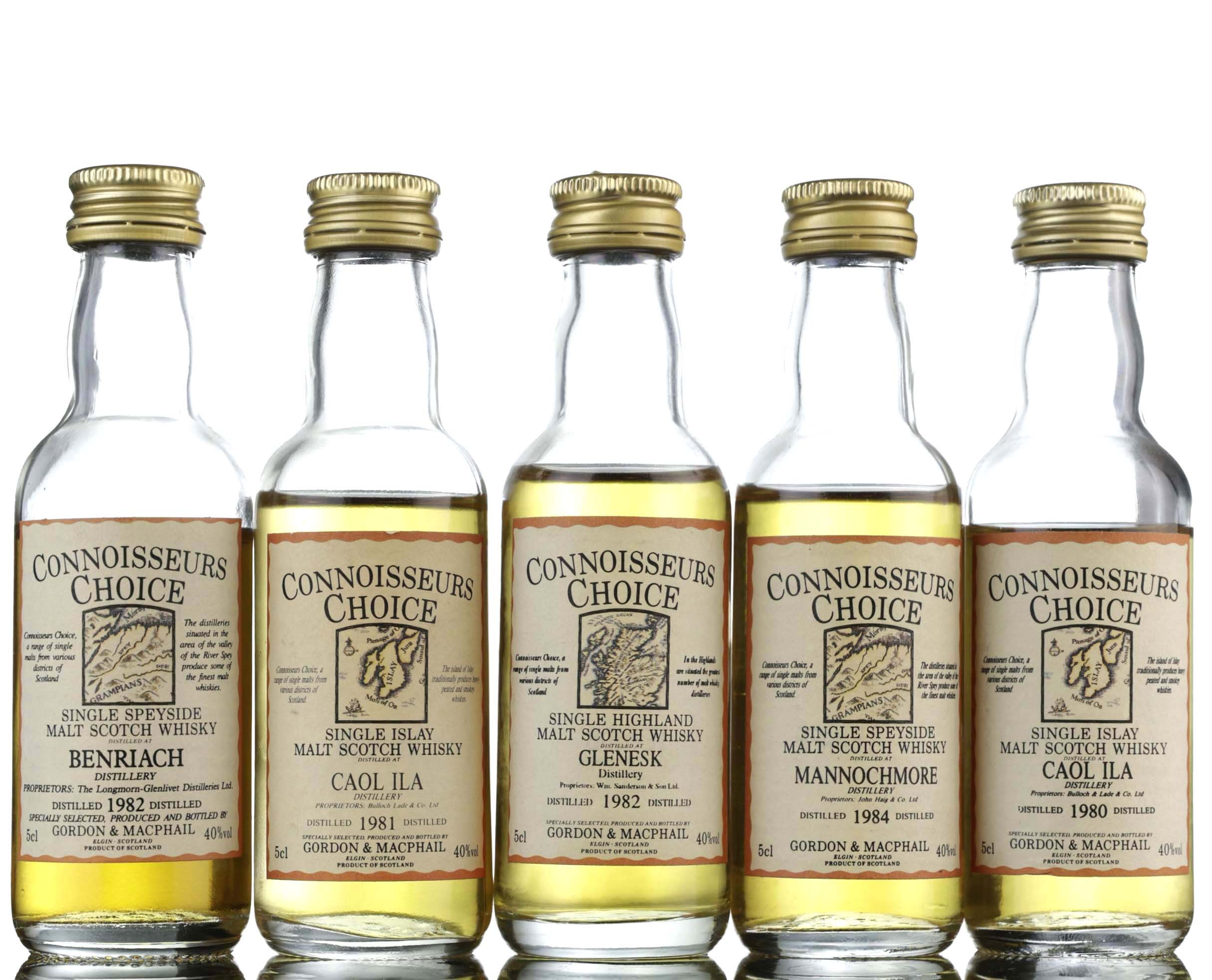 5 x Gordon & MacPhail Connoisseurs Choice Miniatures