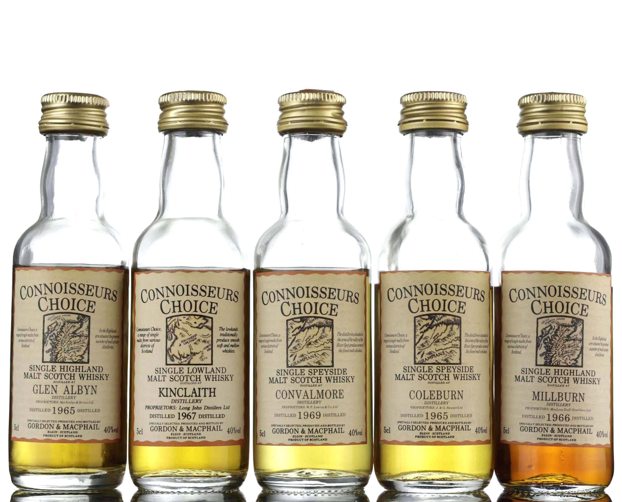 5 x Gordon & MacPhail Connoisseurs Choice Miniatures