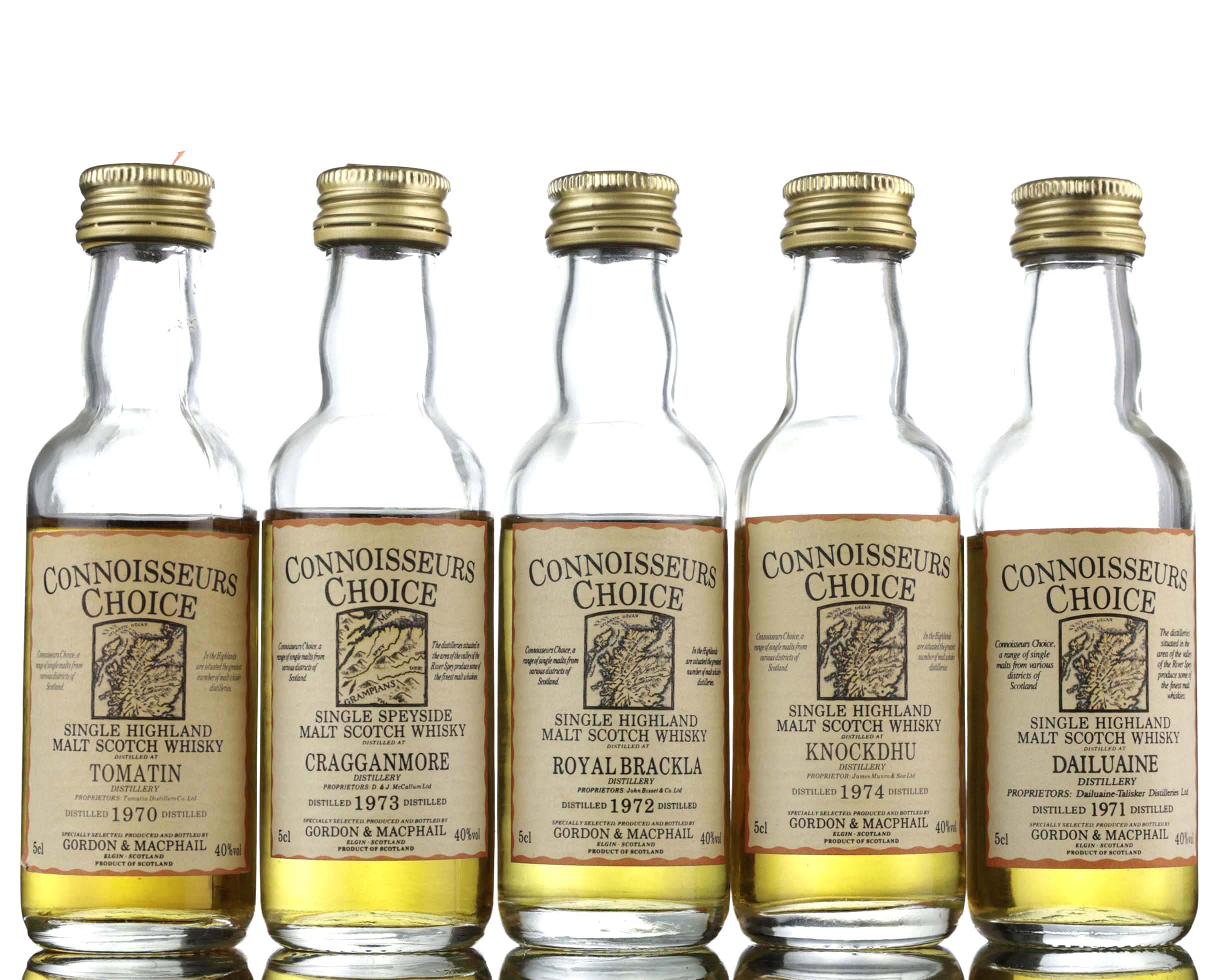 5 x Gordon & MacPhail Connoisseurs Choice Miniatures