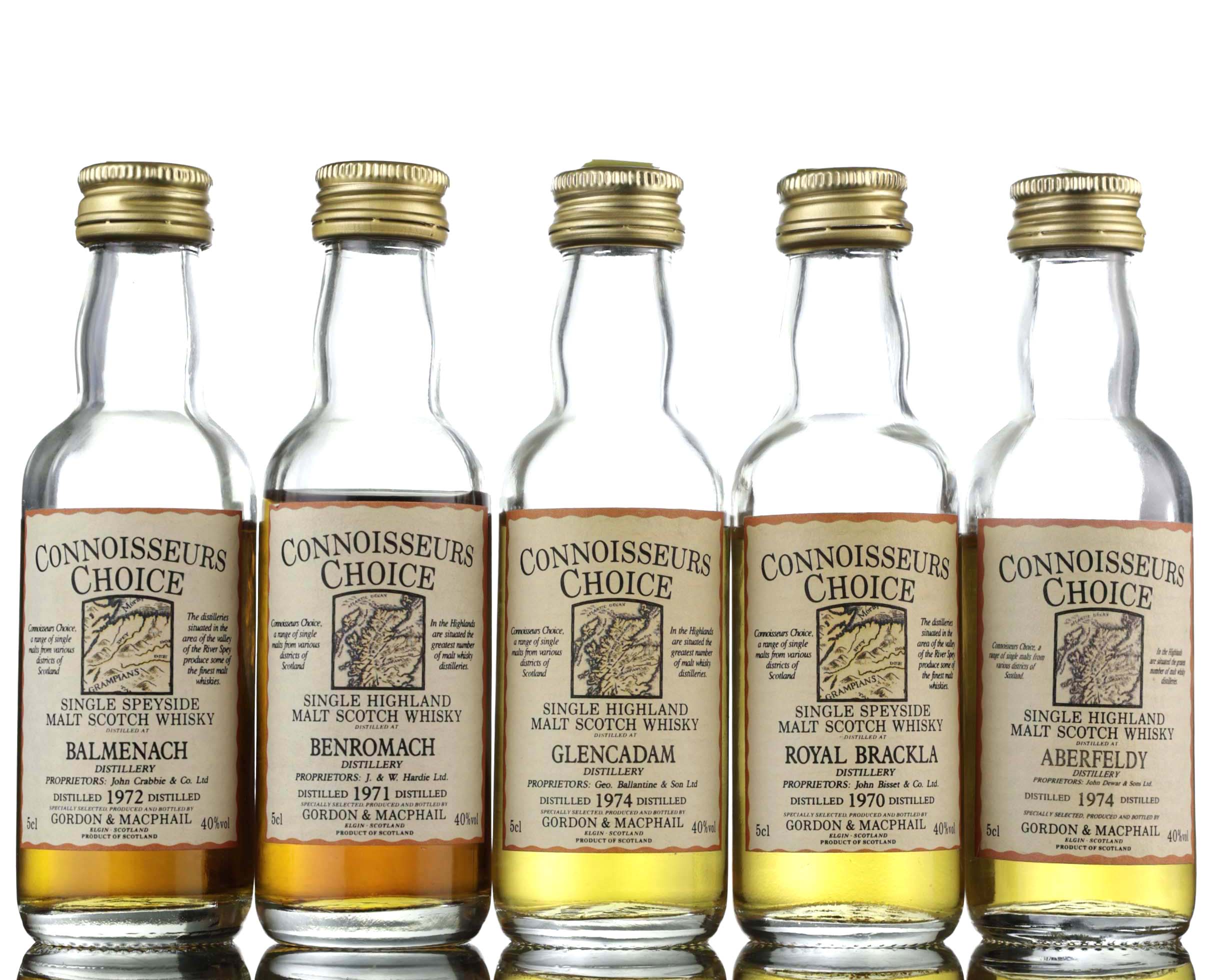 5 x Gordon & MacPhail Connoisseurs Choice Miniatures