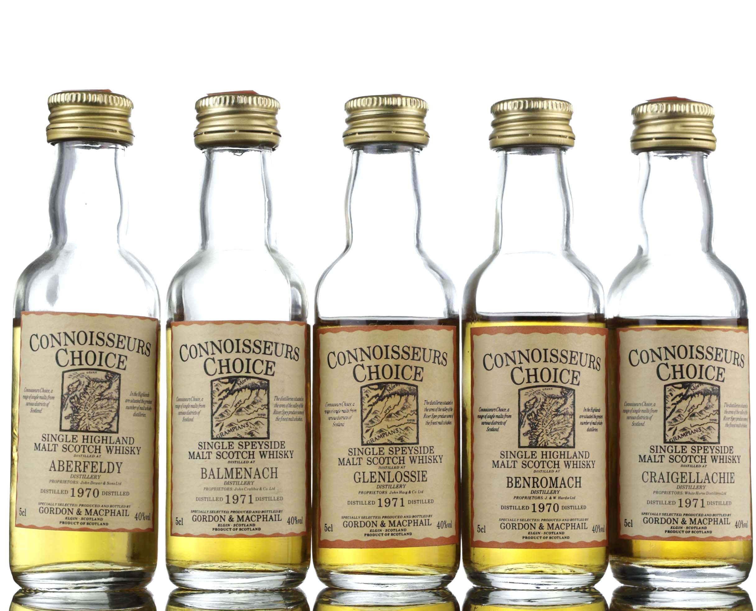 5 x Gordon & MacPhail Connoisseurs Choice Miniatures