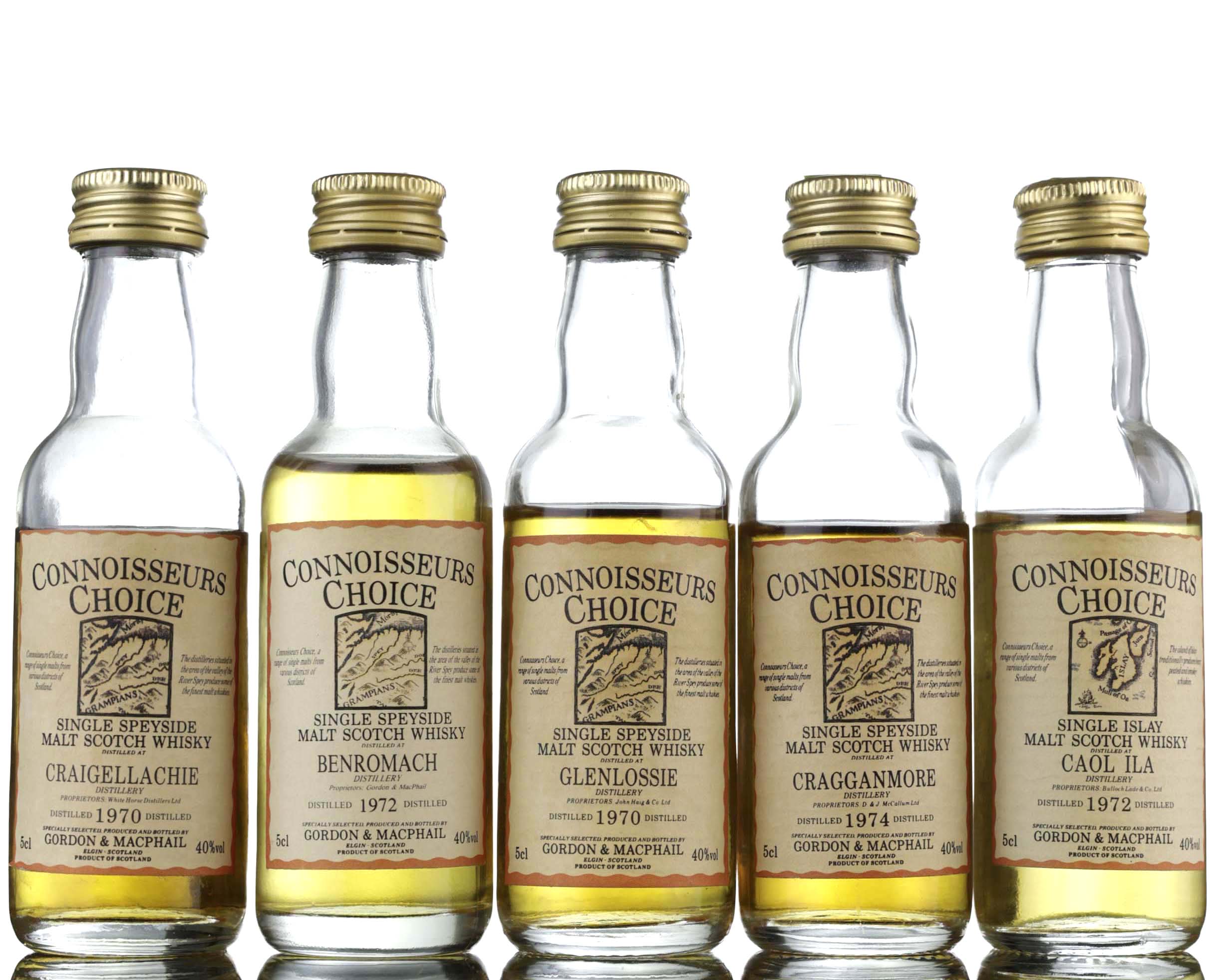 5 x Gordon & MacPhail Connoisseurs Choice Miniatures