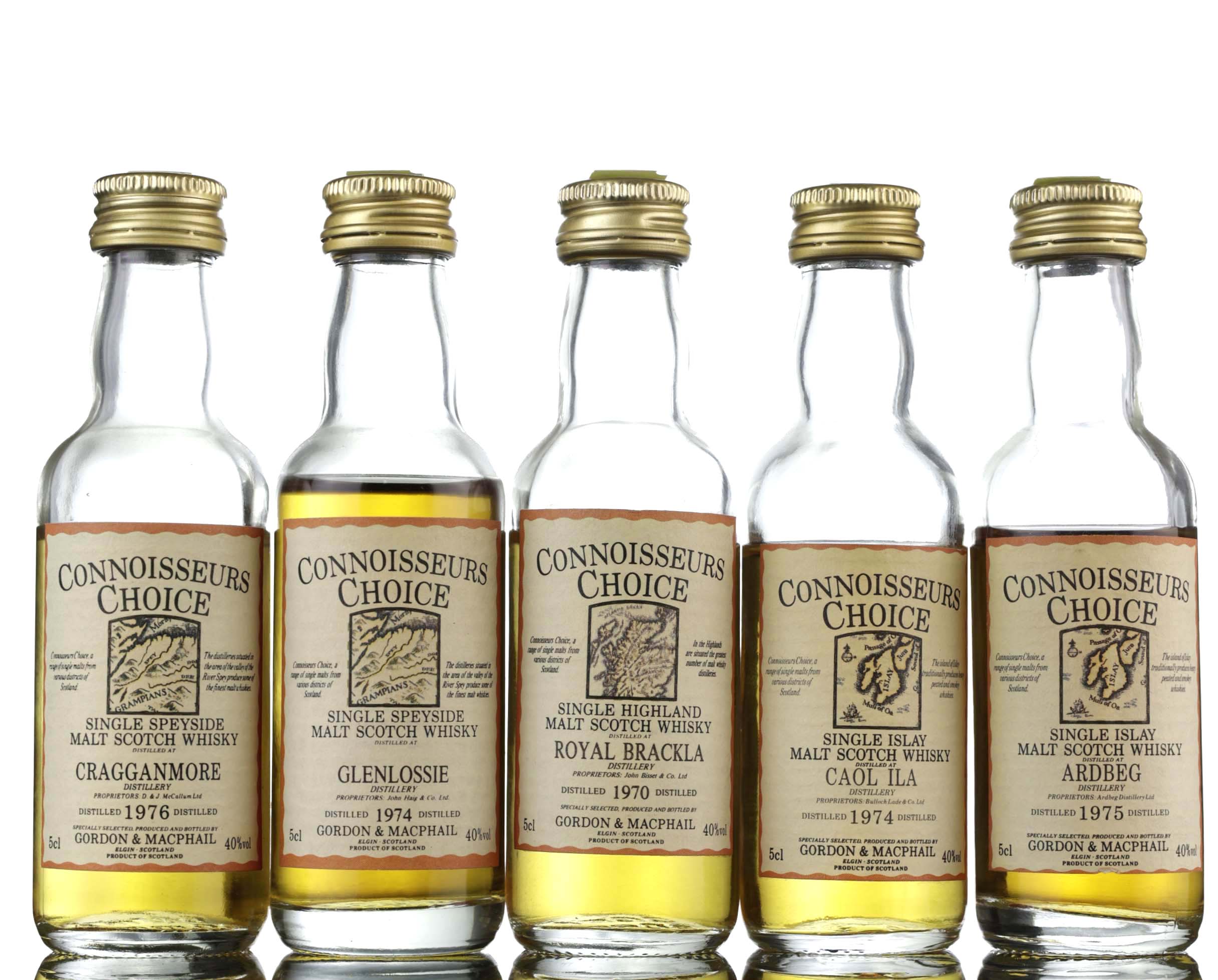 5 x Gordon & MacPhail Connoisseurs Choice Miniatures