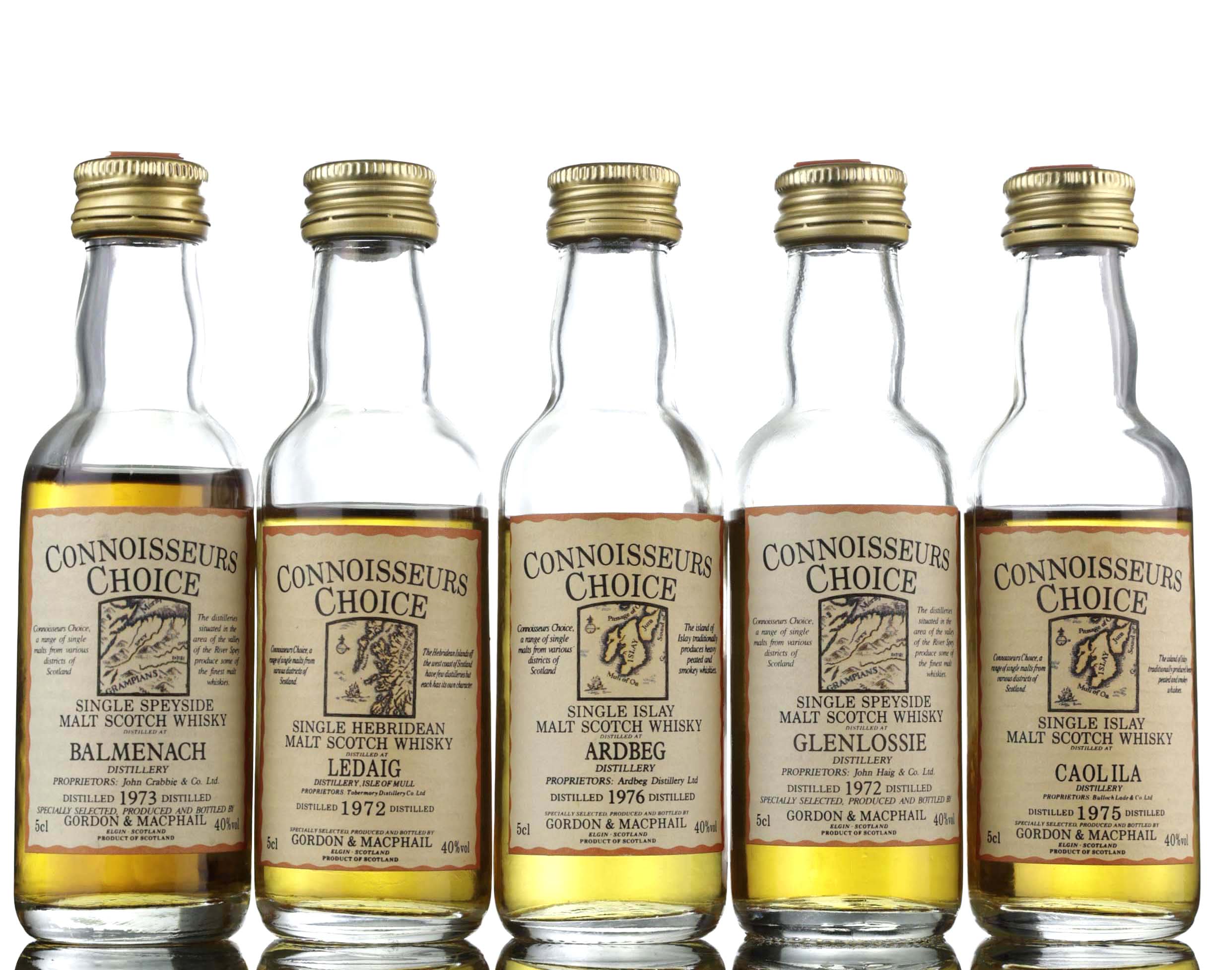 5 x Gordon & MacPhail Connoisseurs Choice Miniatures