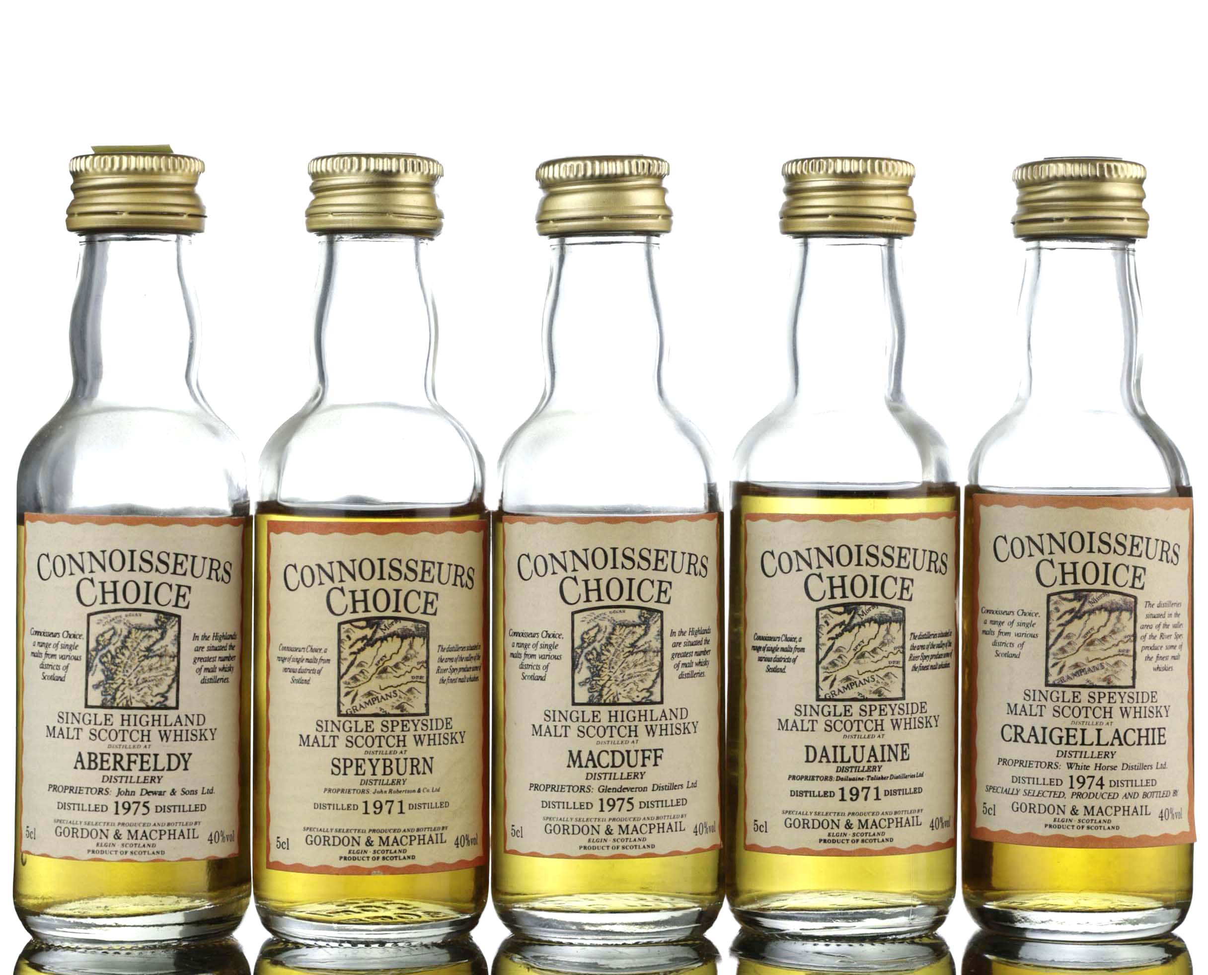 5 x Gordon & MacPhail Connoisseurs Choice Miniatures