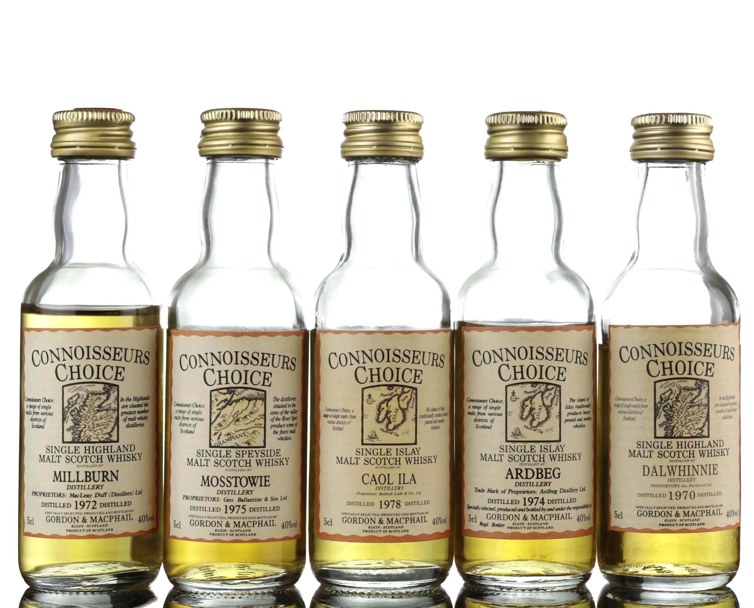 5 x Gordon & MacPhail Connoisseurs Choice Miniatures