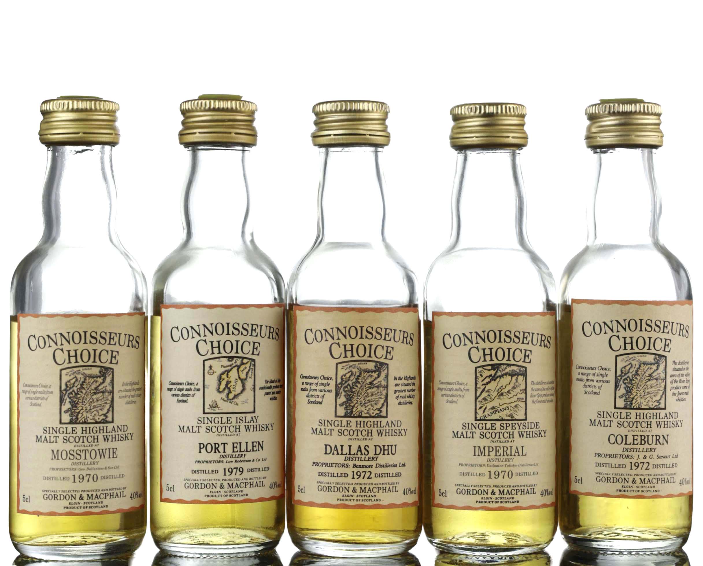 5 x Gordon & MacPhail Connoisseurs Choice Miniatures