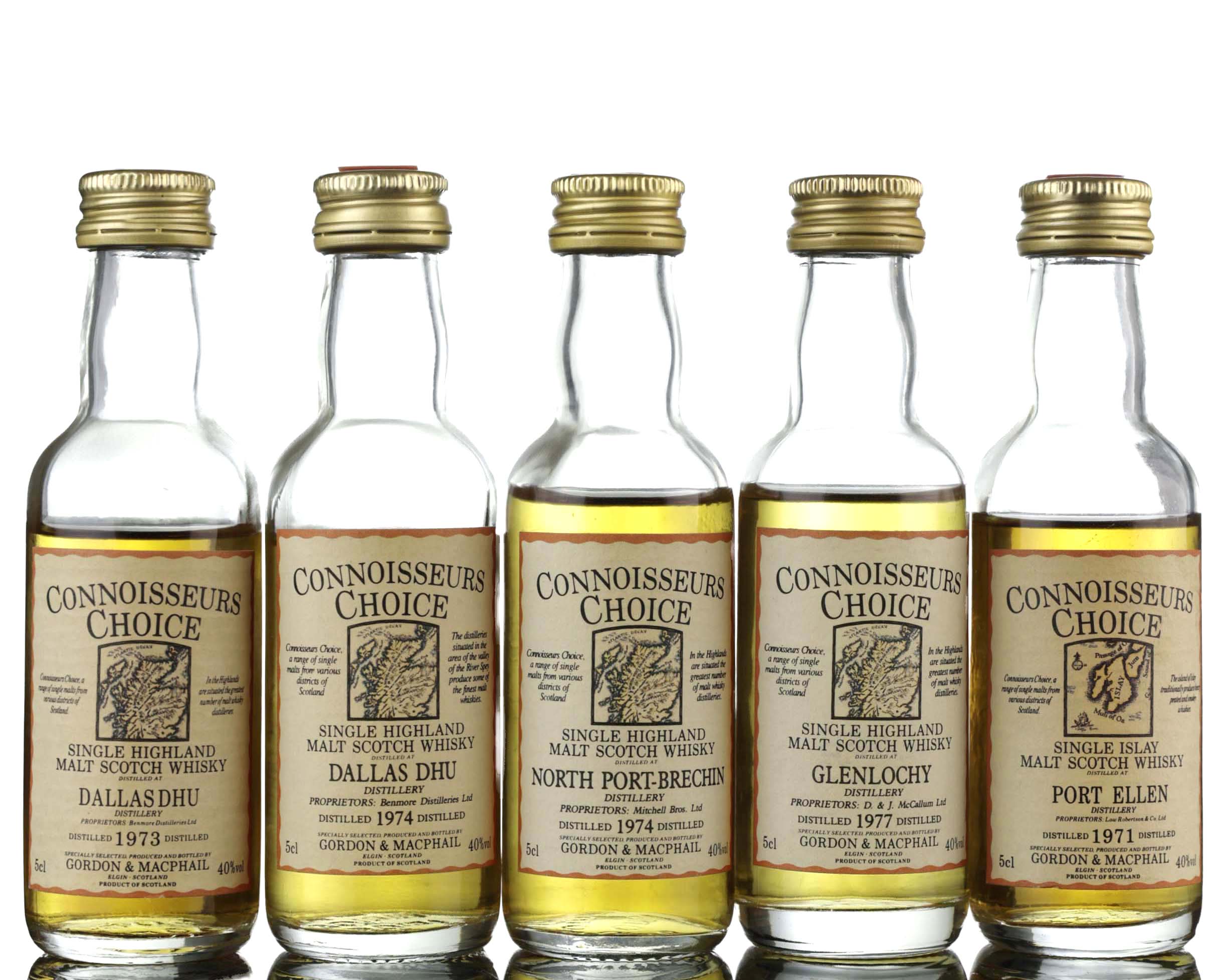 5 x Gordon & MacPhail Connoisseurs Choice Miniatures