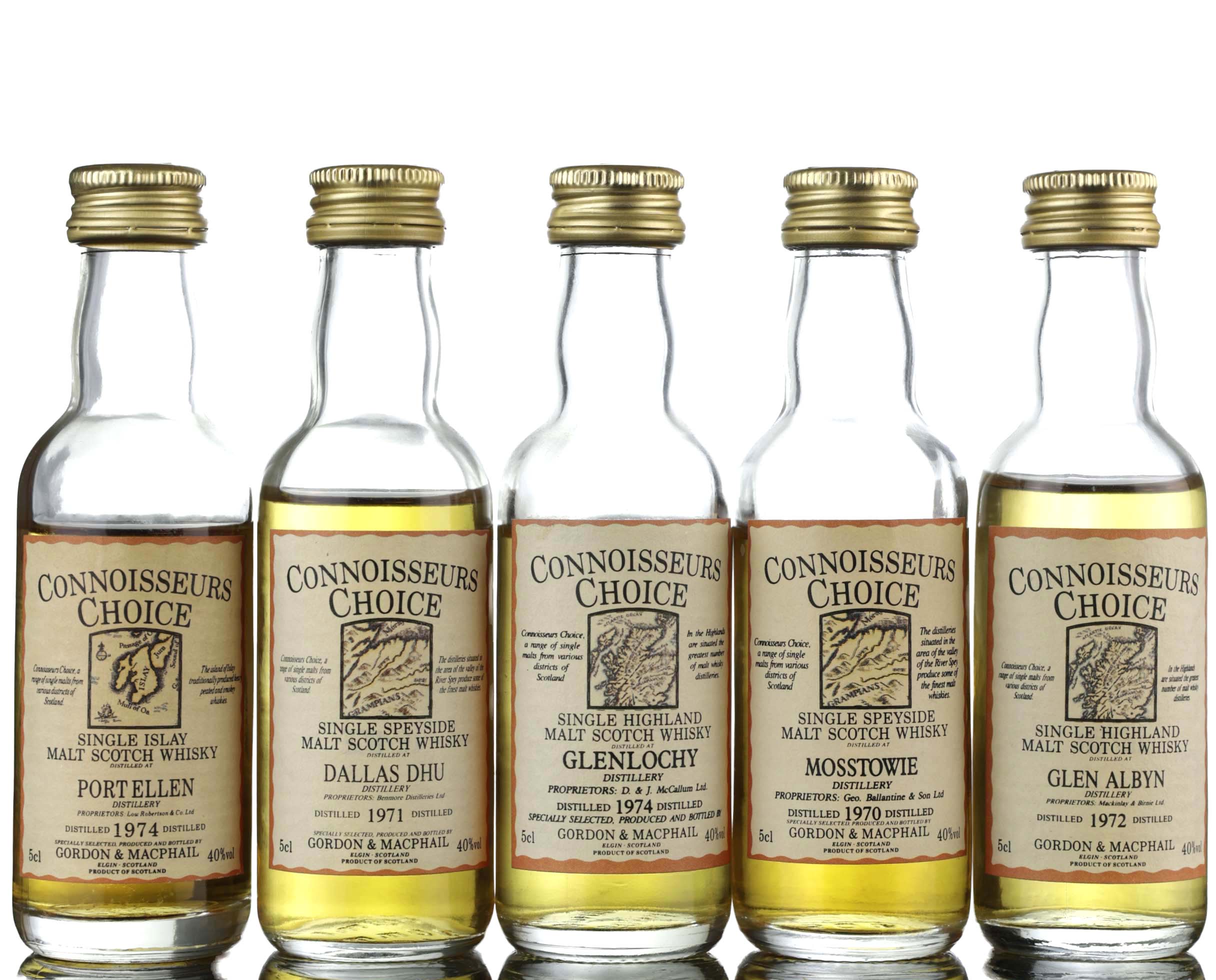 5 x Gordon & MacPhail Connoisseurs Choice Miniatures