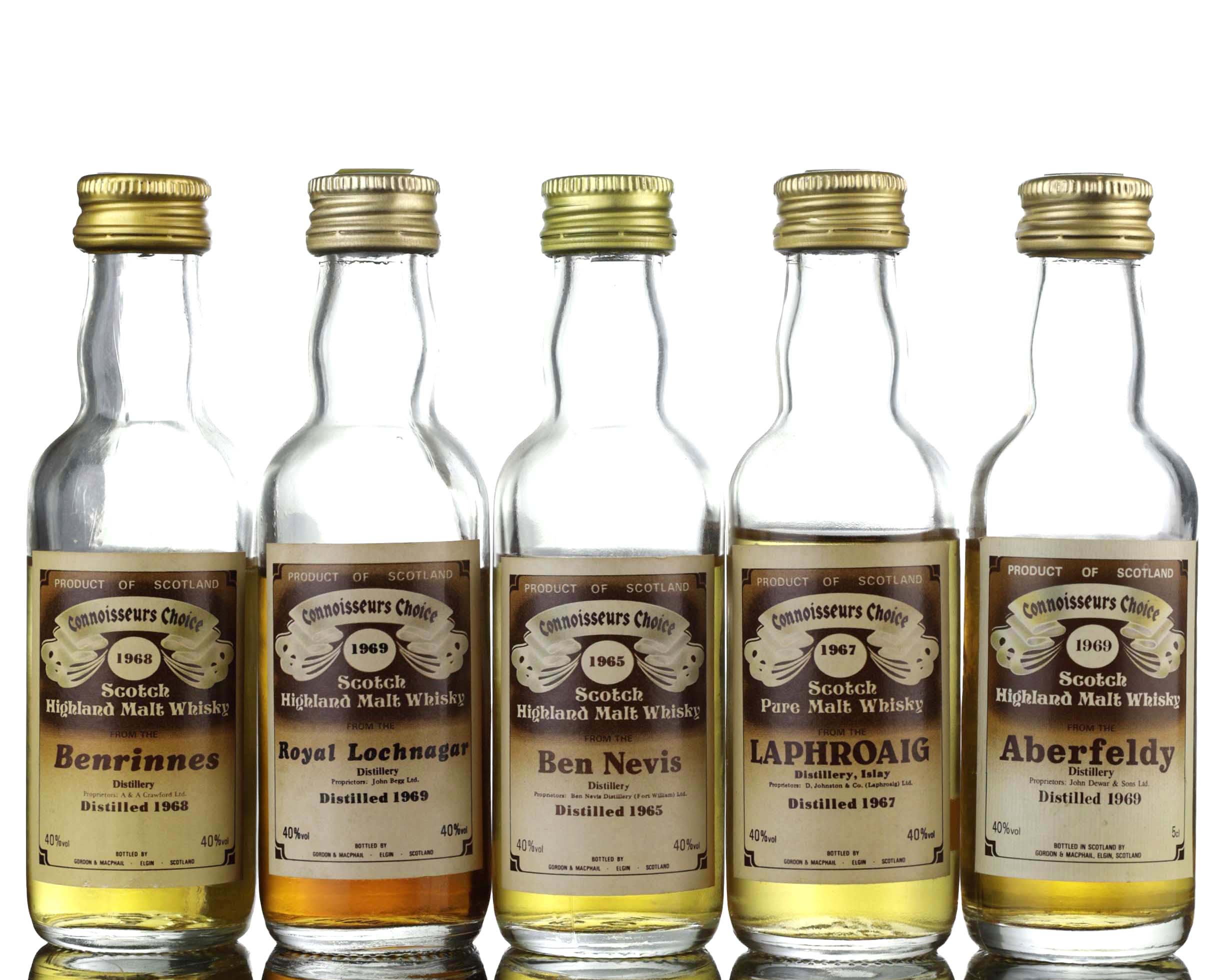 5 x Gordon & MacPhail Connoisseurs Choice Miniatures