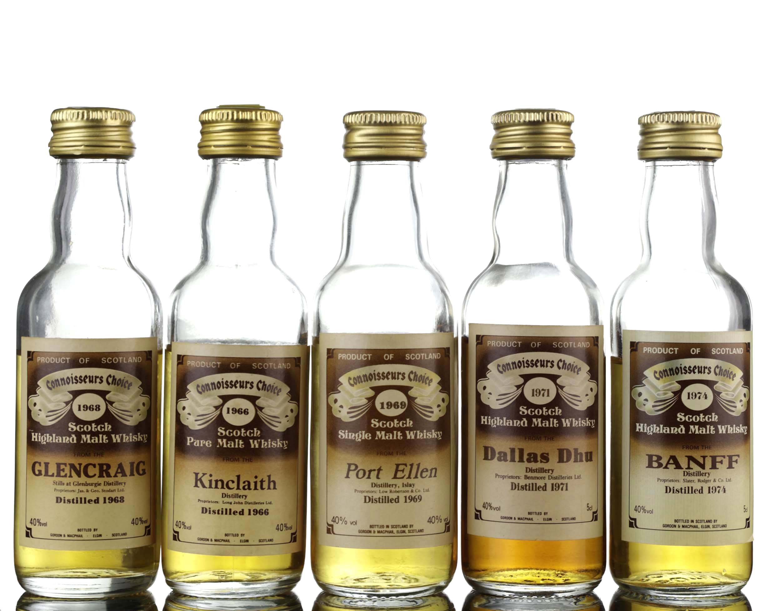 5 x Gordon & MacPhail Connoisseurs Choice Miniatures