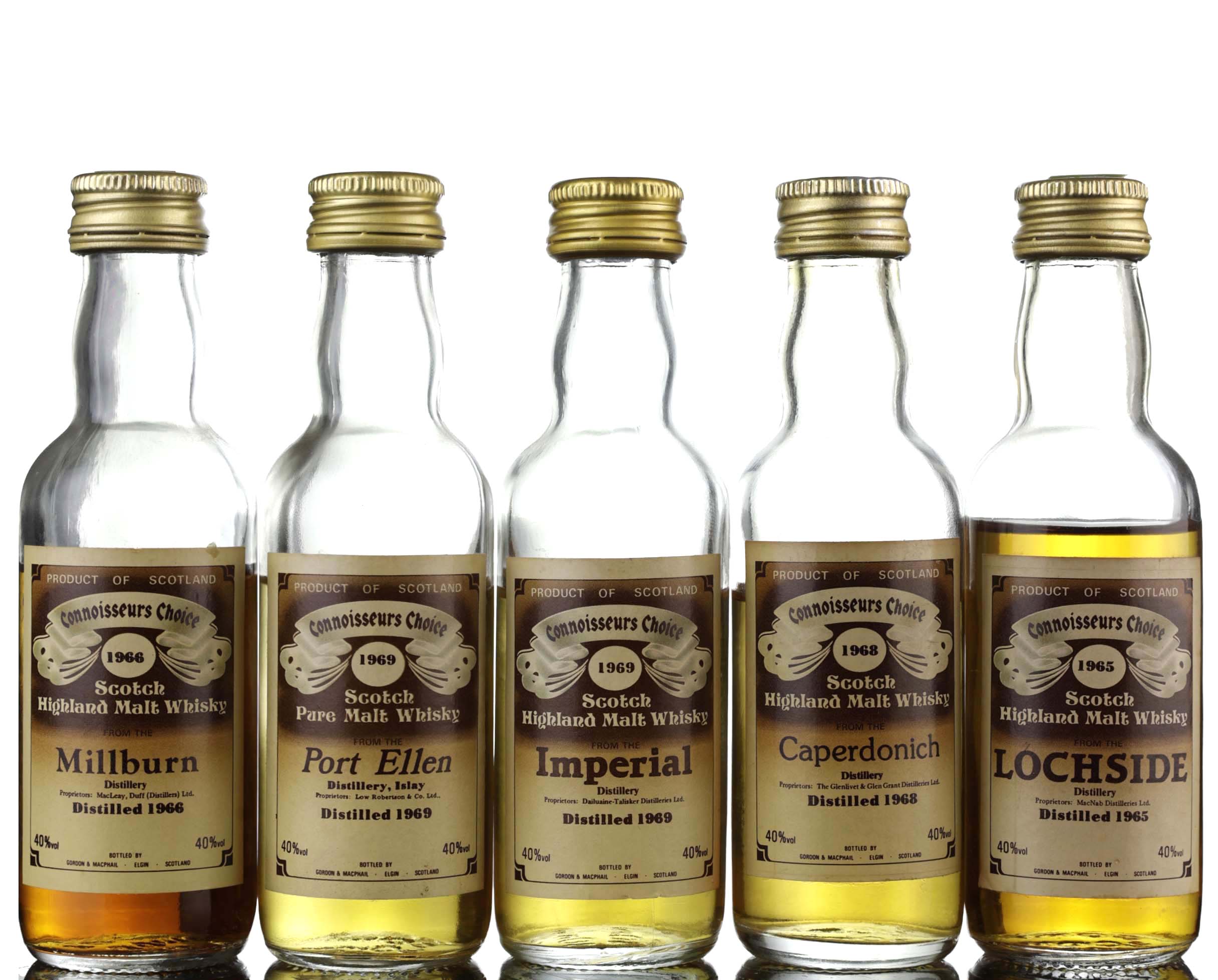 5 x Gordon & MacPhail Connoisseurs Choice Miniatures