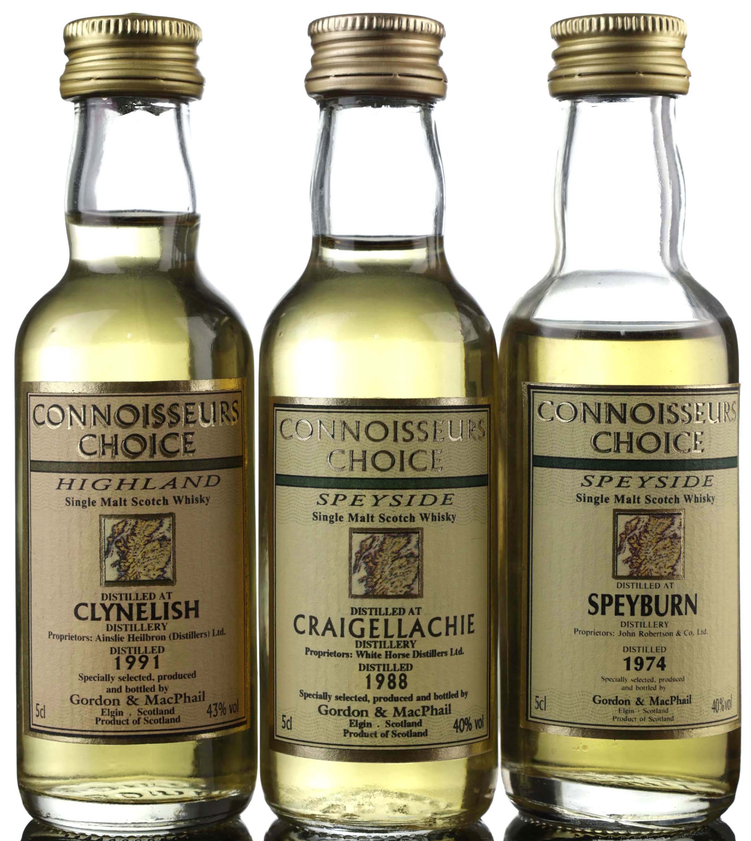 3 x Gordon & MacPhail Connoisseurs Choice Miniatures