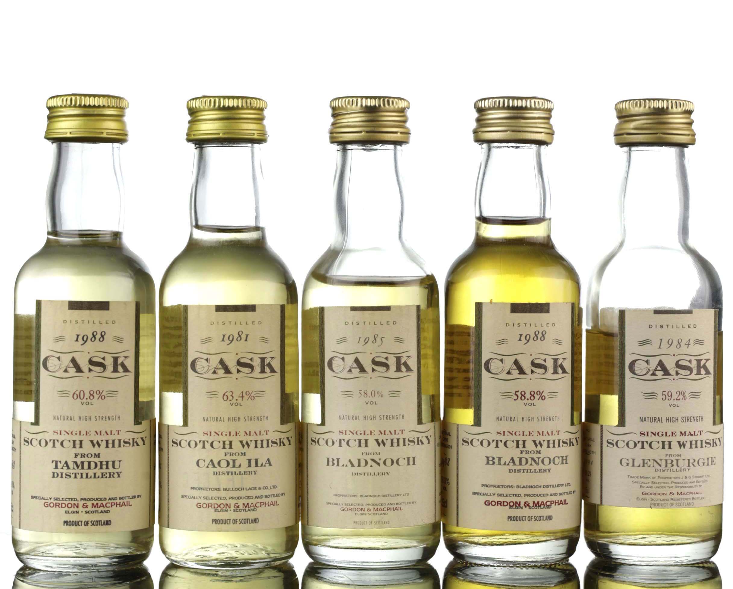 5 x Gordon & MacPhail Cask Strength - Miniatures