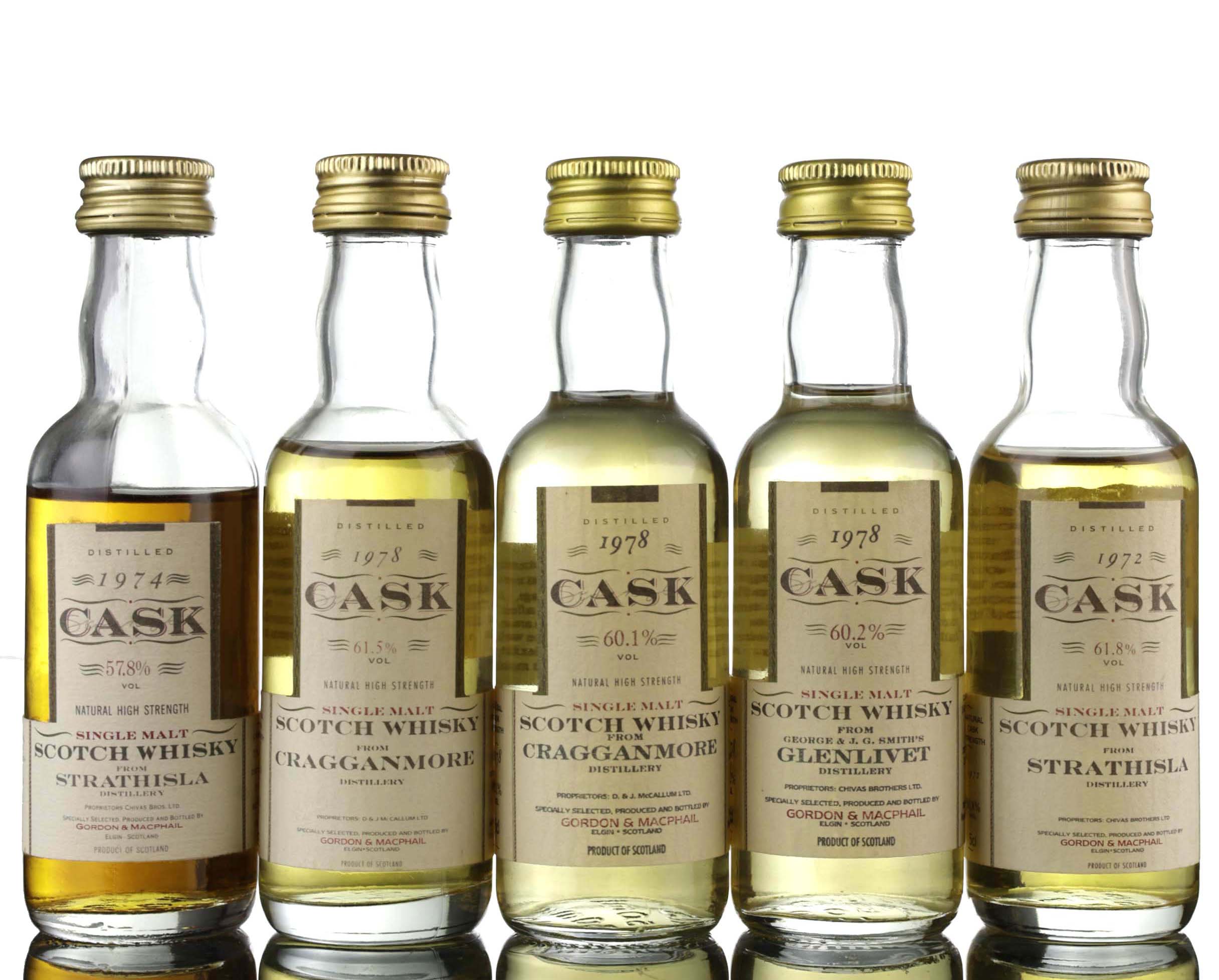 5 x Gordon & MacPhail Cask Strength - Miniatures