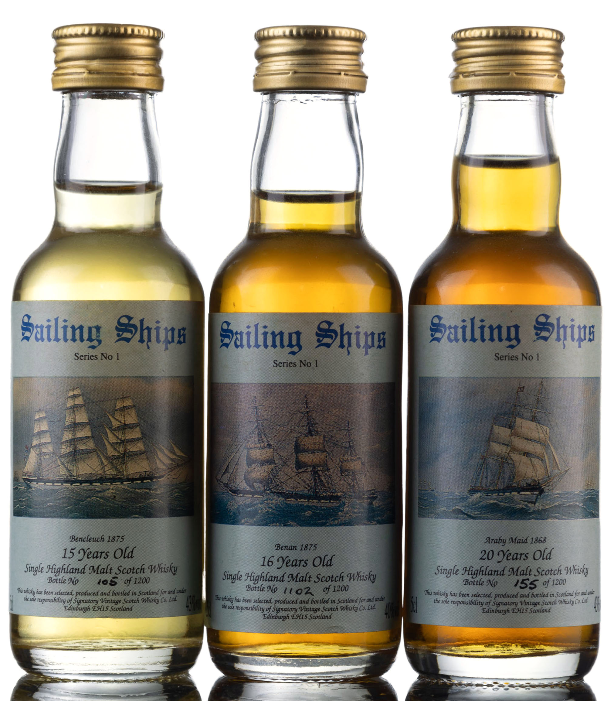 Set Of Three Sailing Ships - Signatory Vintage Miniatures