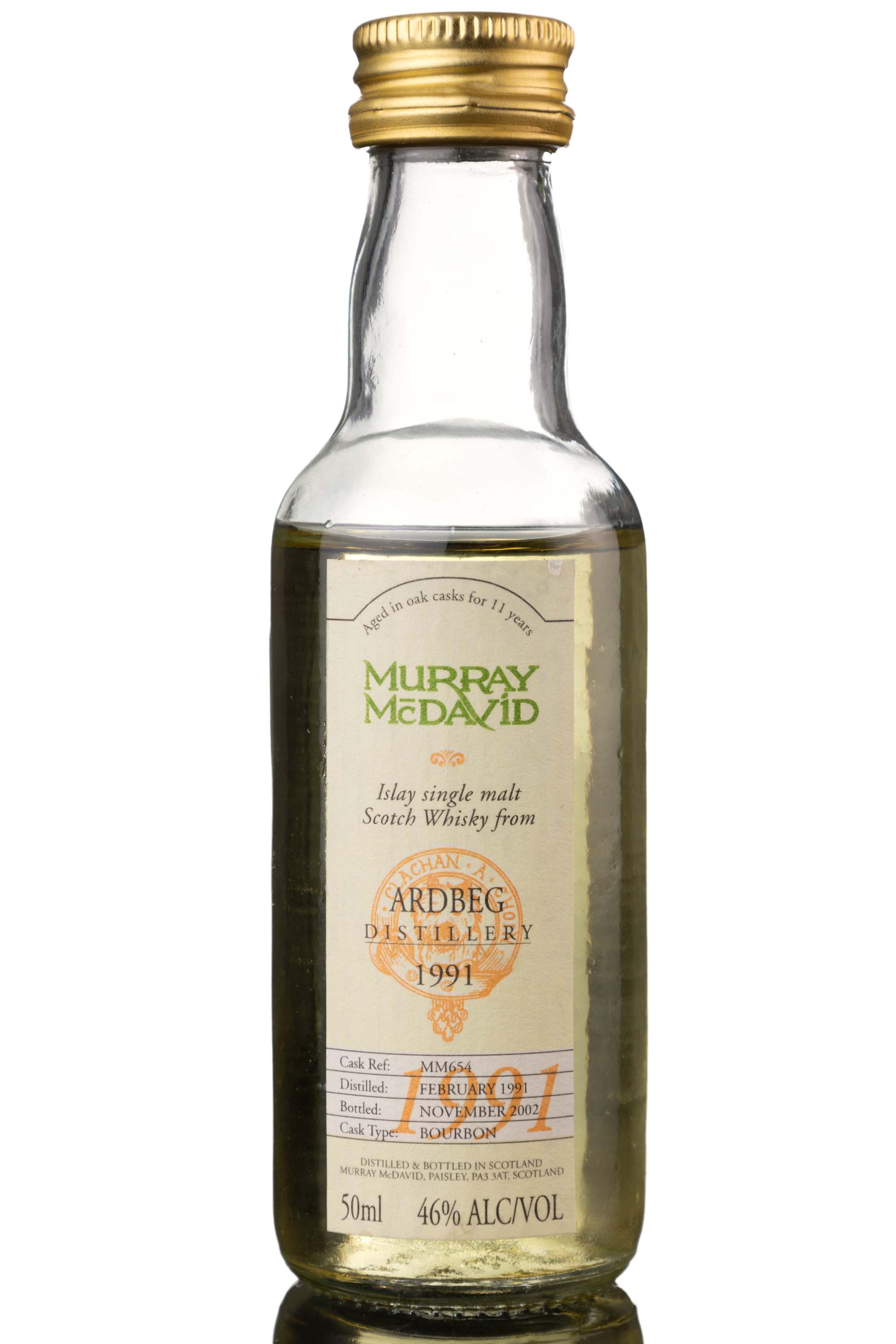 Ardbeg 1991-2002 - 11 Year Old - Murray McDavid - Cask MM654 - Miniature