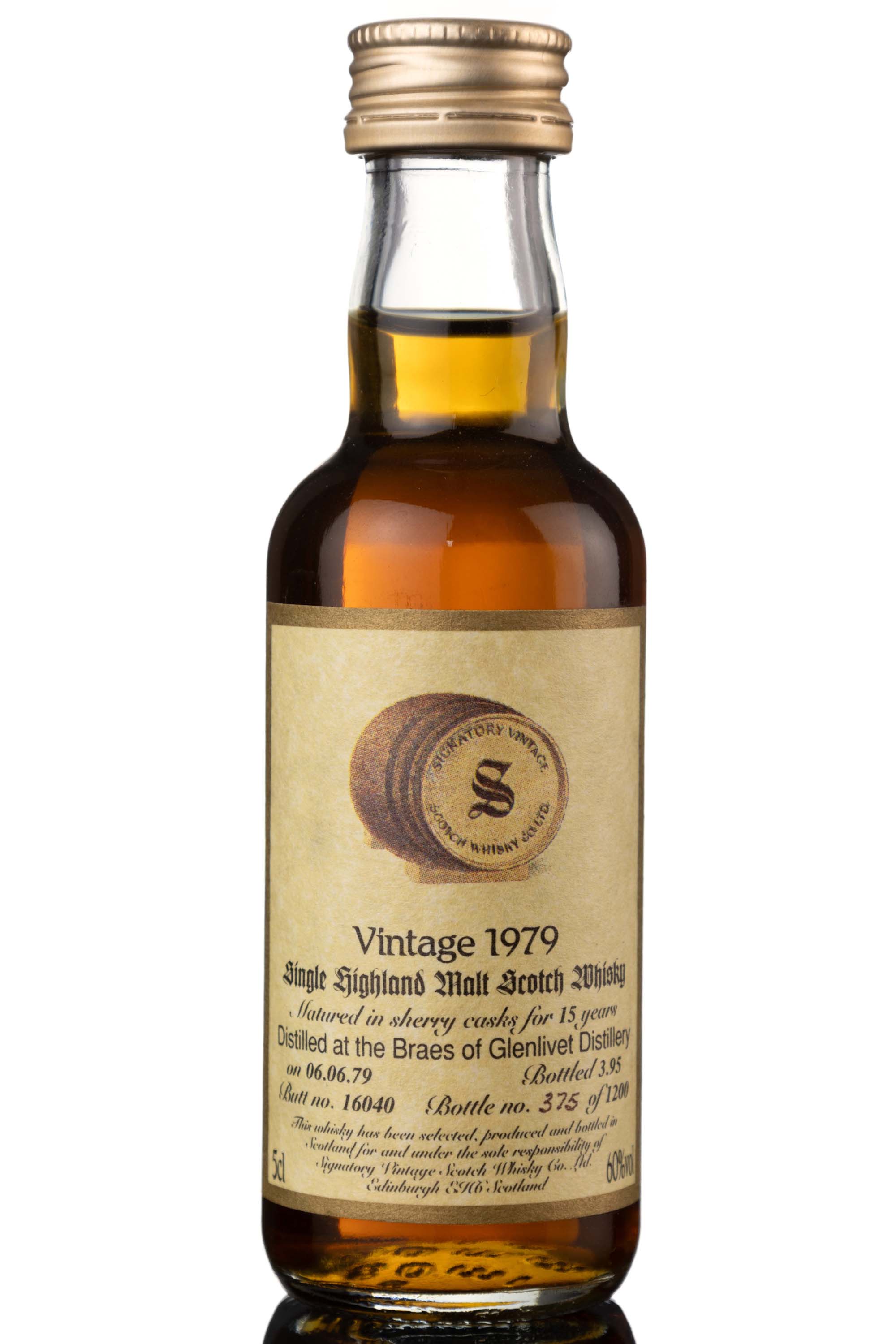 Braes Of Glenlivet 1979-1995 - 15 Year Old - Signatory Vintage Miniature