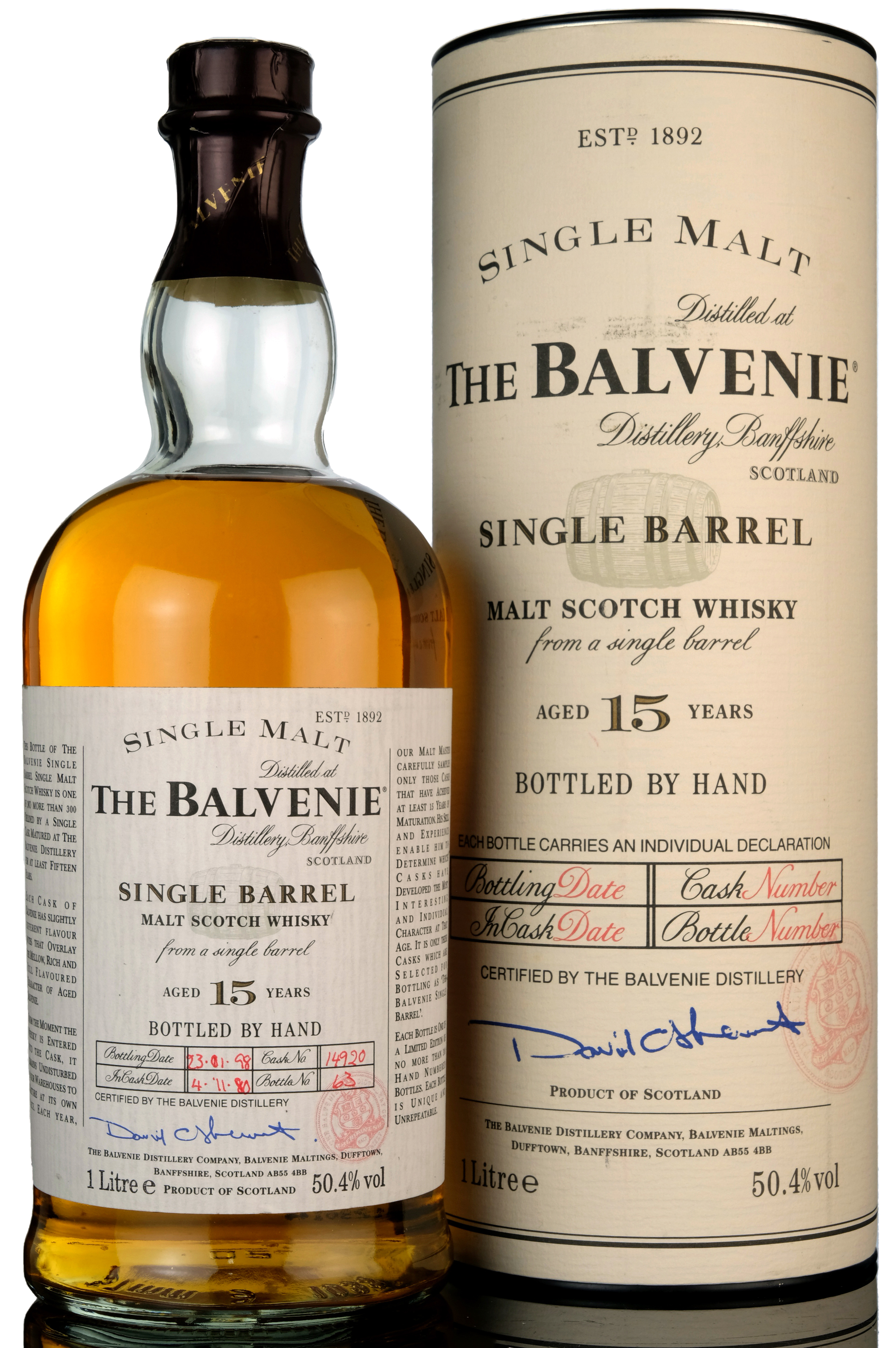 Balvenie 19801998  15 Year Old  Single Barrel 14920  1 Litre