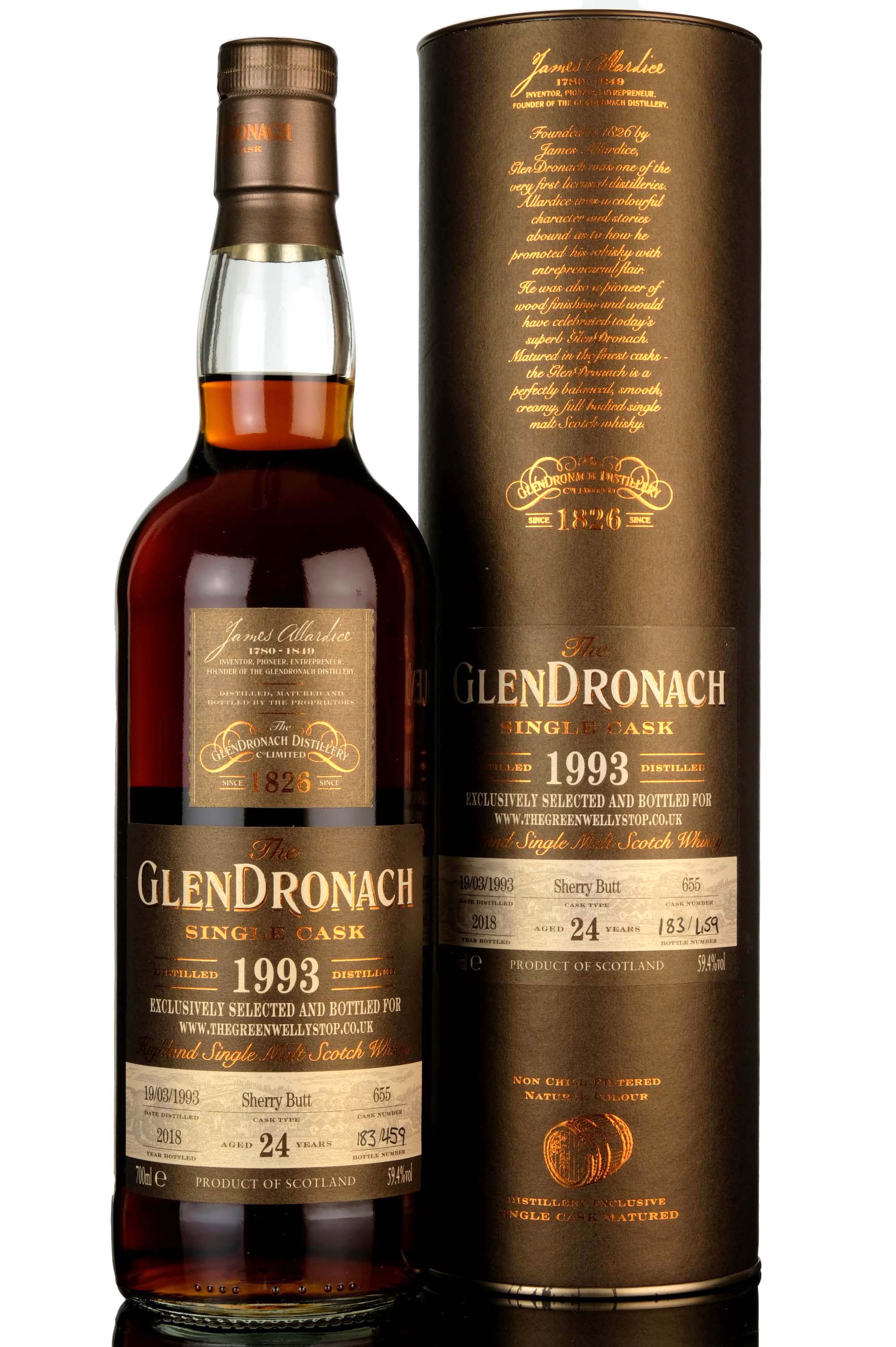 Glendronach 19932018  24 Year Old  Single Cask 655  The Green Welly Stop Exclusive