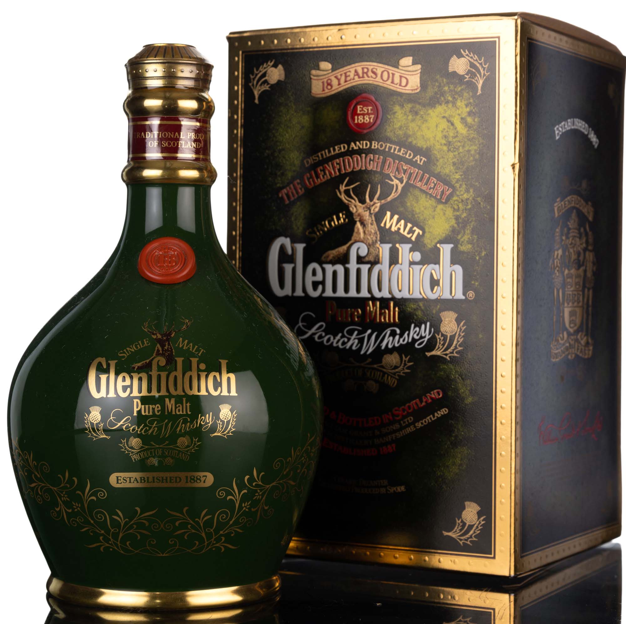 Glenfiddich 18 Year Old - Ancient Reserve - Green Ceramic - 1990s