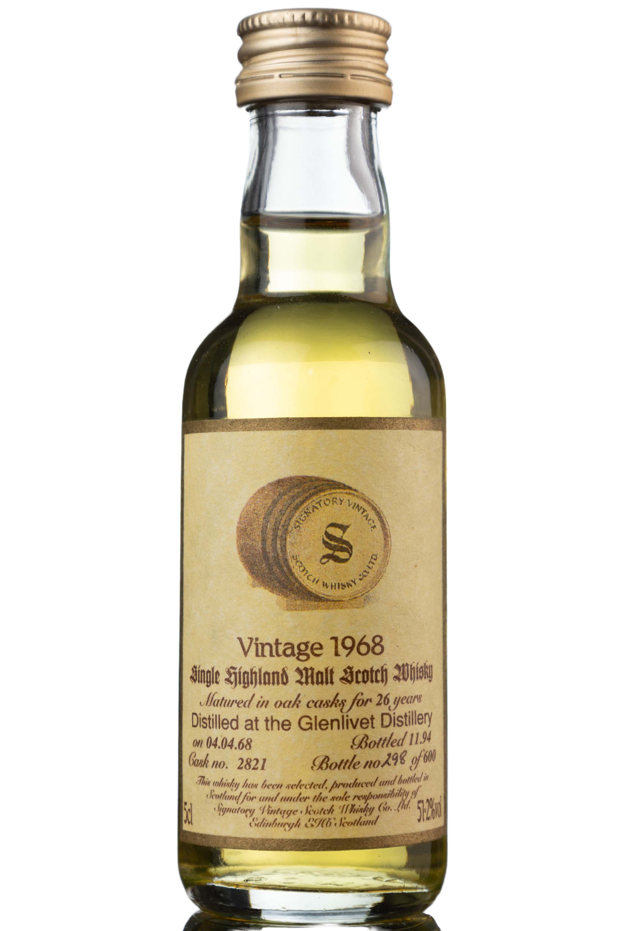 Glenlivet 1968-1994 - 26 Year Old - Signatory Vintage - Single Cask 2821 - Miniature