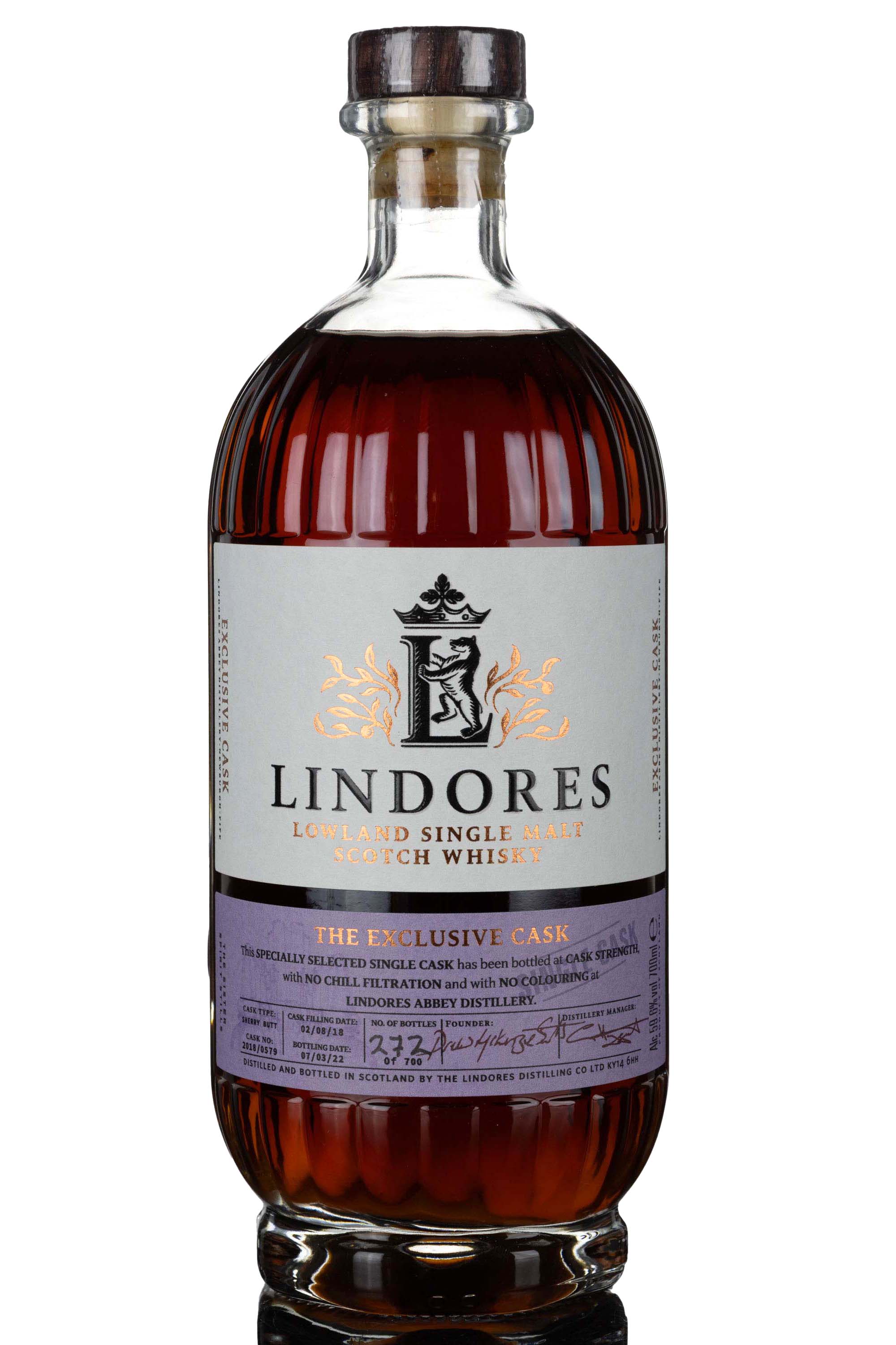 Lindores 2018-2022 - The Exclusive Cask - Master Of Malt - Single Cask 0579