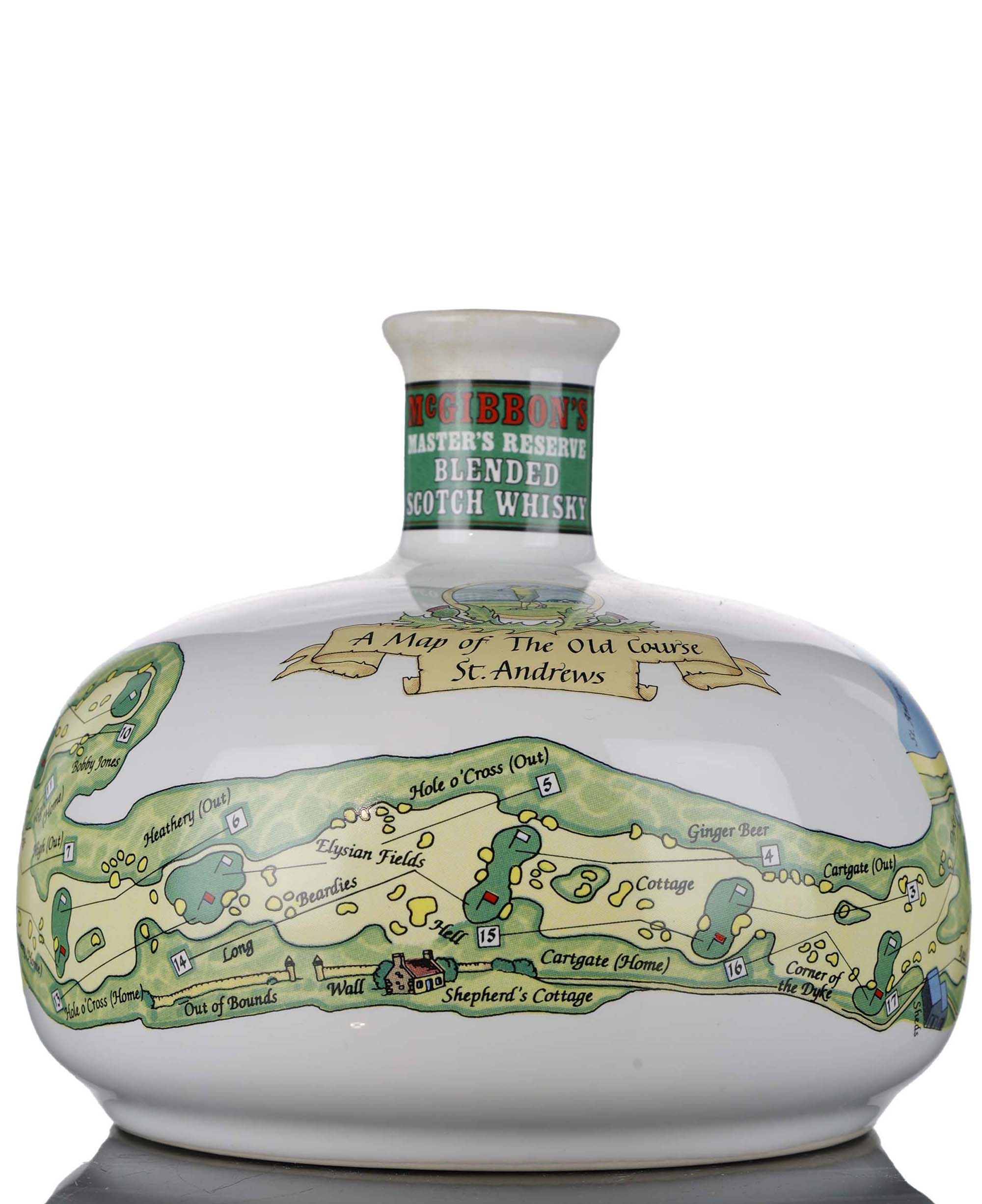 McGibbons Masters Reserve Golfers Ceramic Decanter - Including St. Andrews Hipflask
