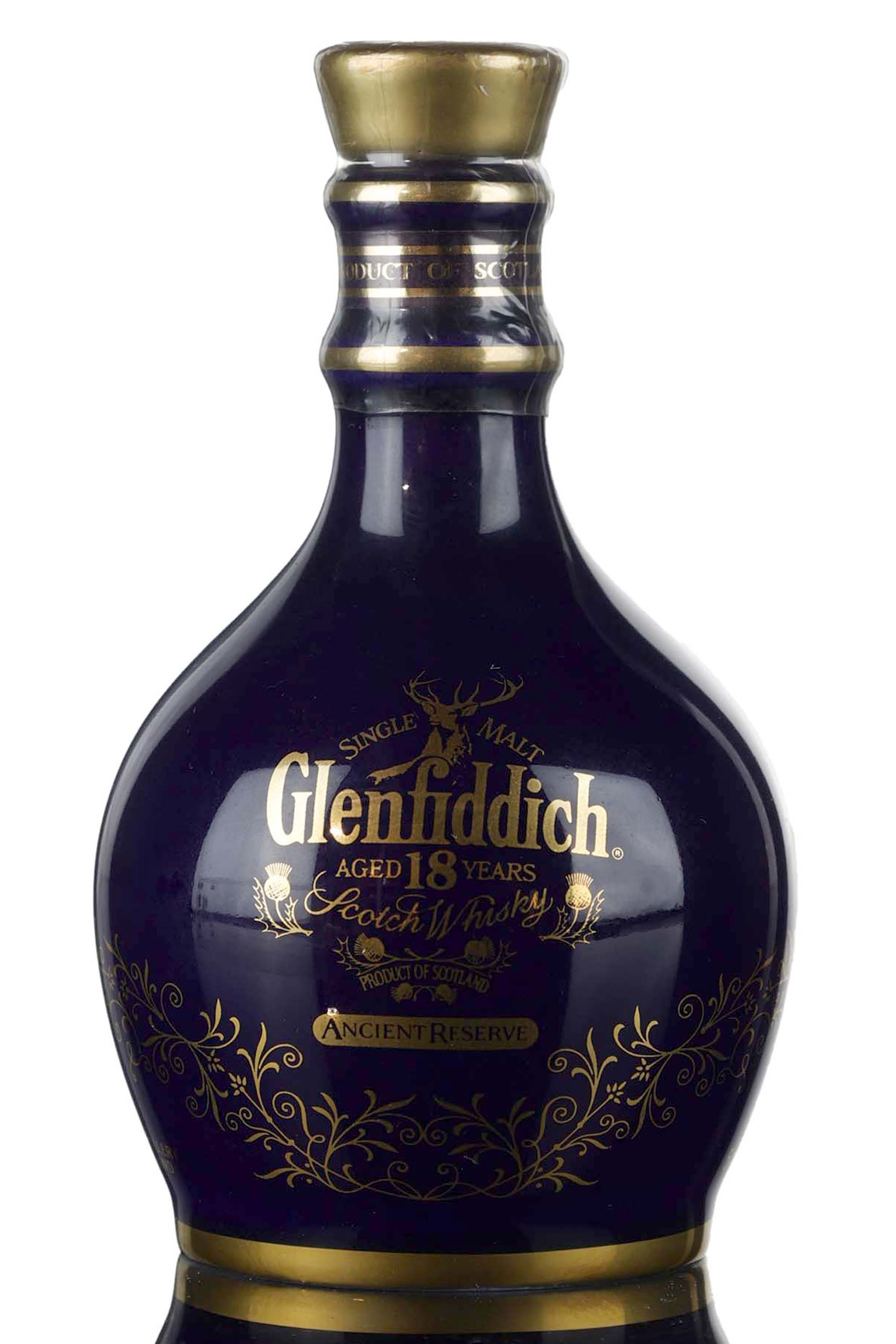 Glenfiddich 18 Year Old - Ancient Reserve - Blue Ceramic - 1990s - Miniature