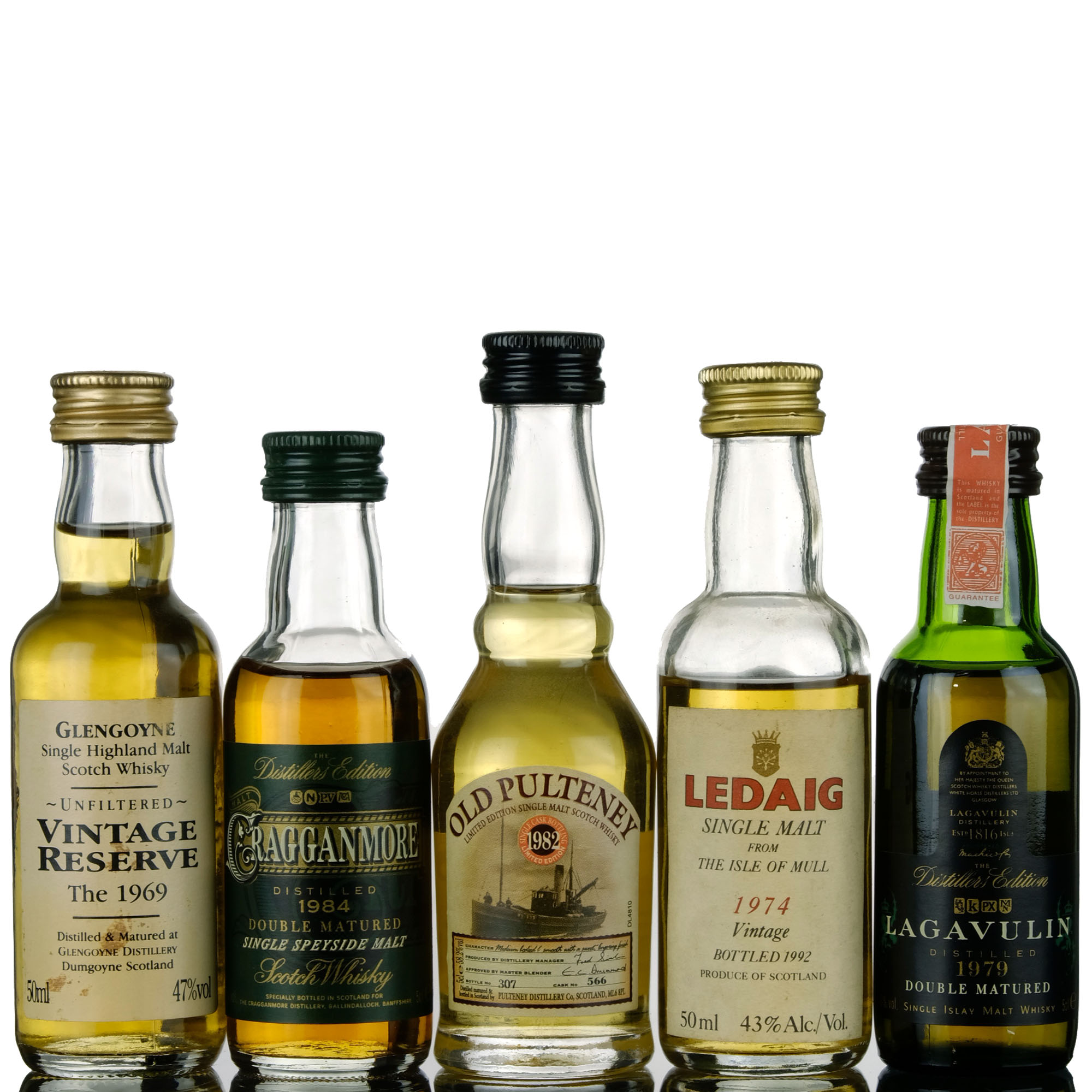 5 X Vintage Single Malt Miniatures