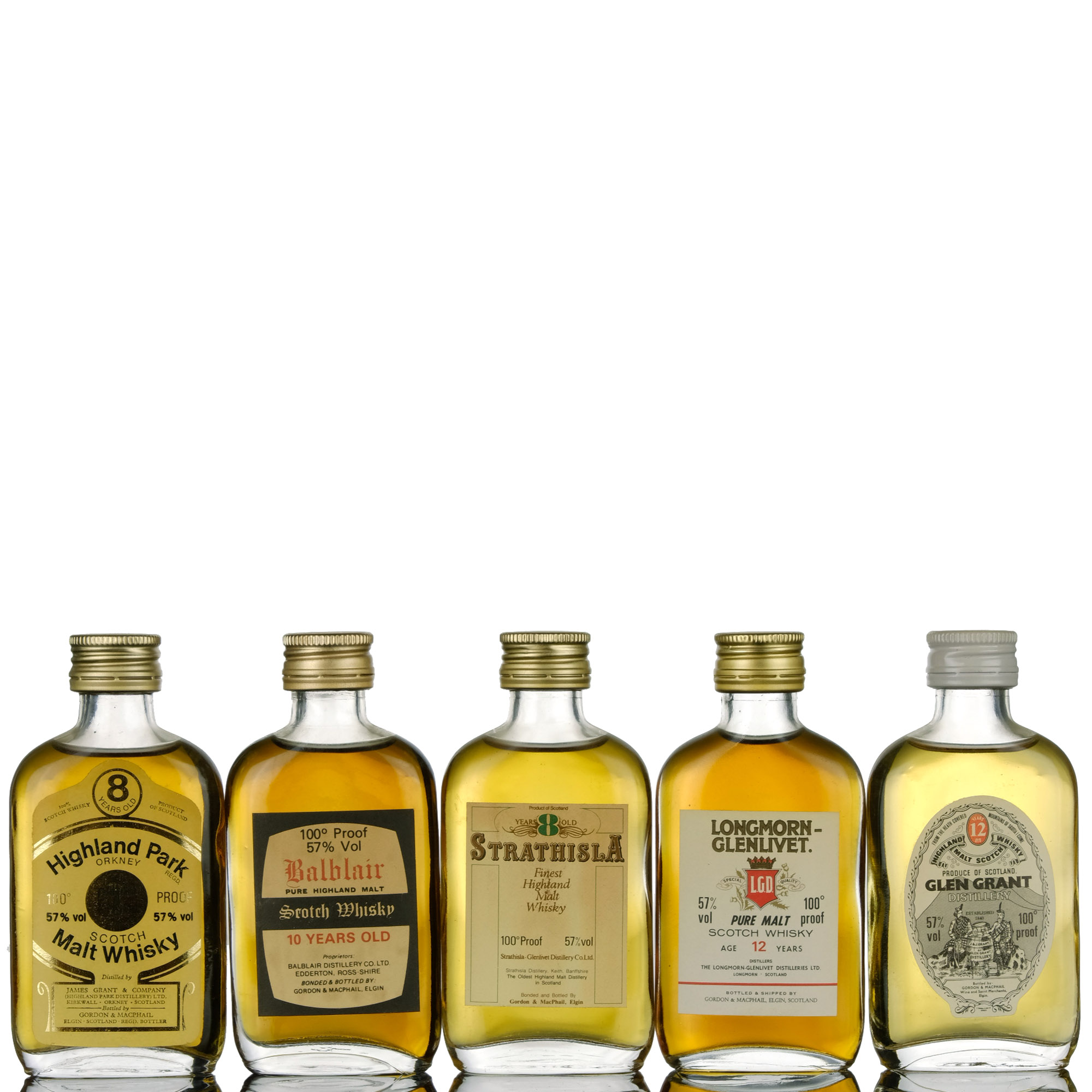5 X Gordon Macphail 100 Proof Miniatures