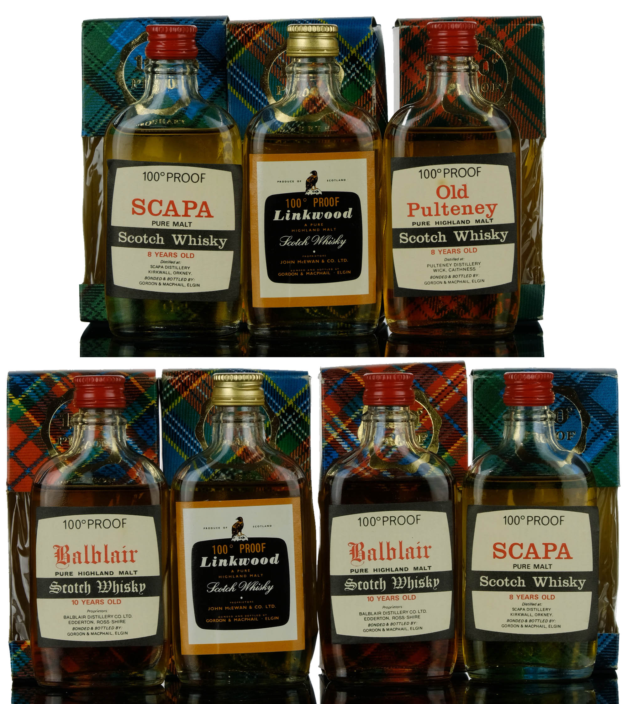 7 X Gordon Macphail 100 Proof Miniatures
