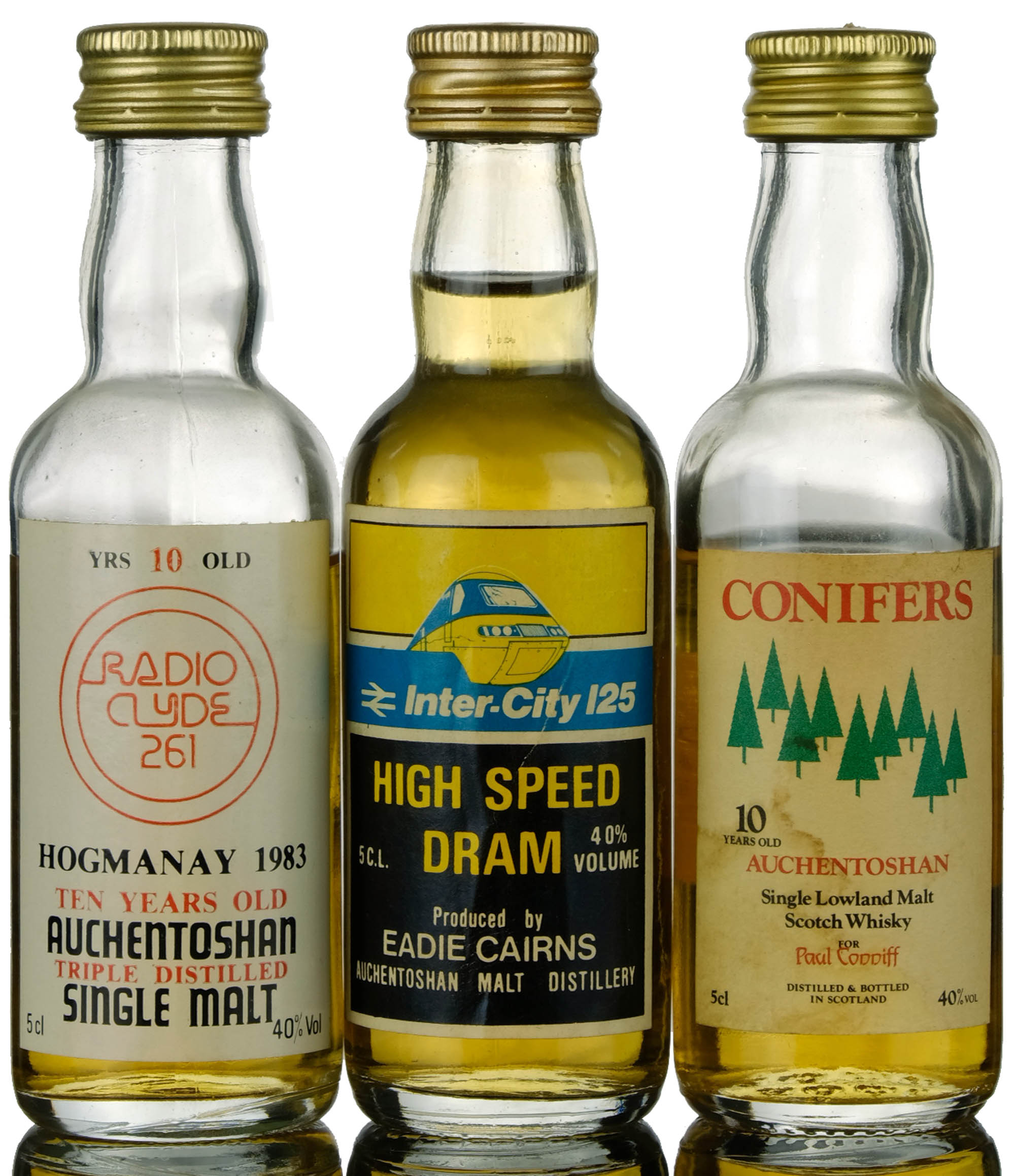 3 X Auchentoshan Commemorative Miniatures