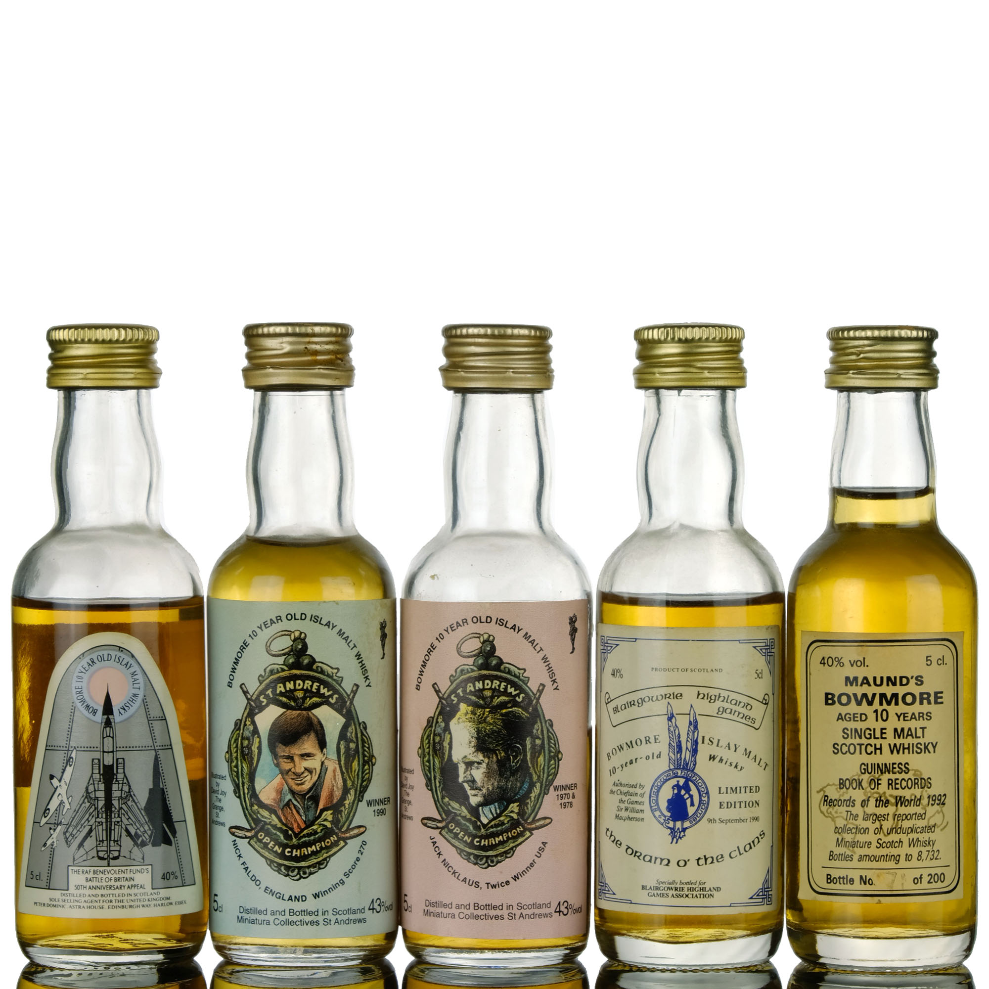 5 X Bowmore Miniatures