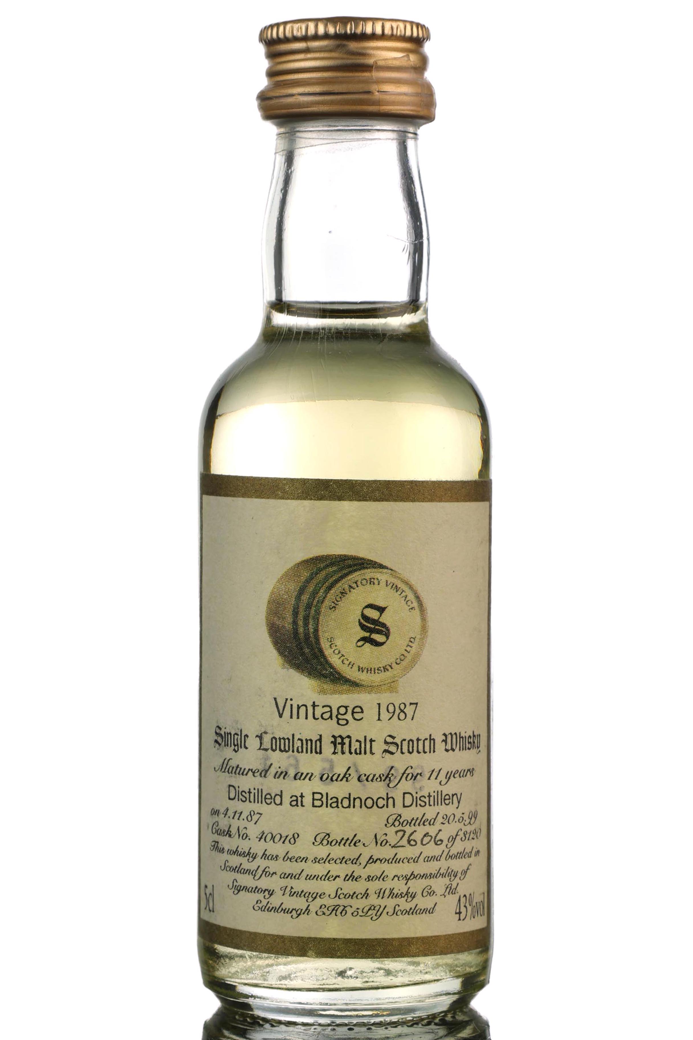 Bladnoch 1987-1999 - 11 Year Old - Signatory Vintage - Single Cask 40018 - Miniature