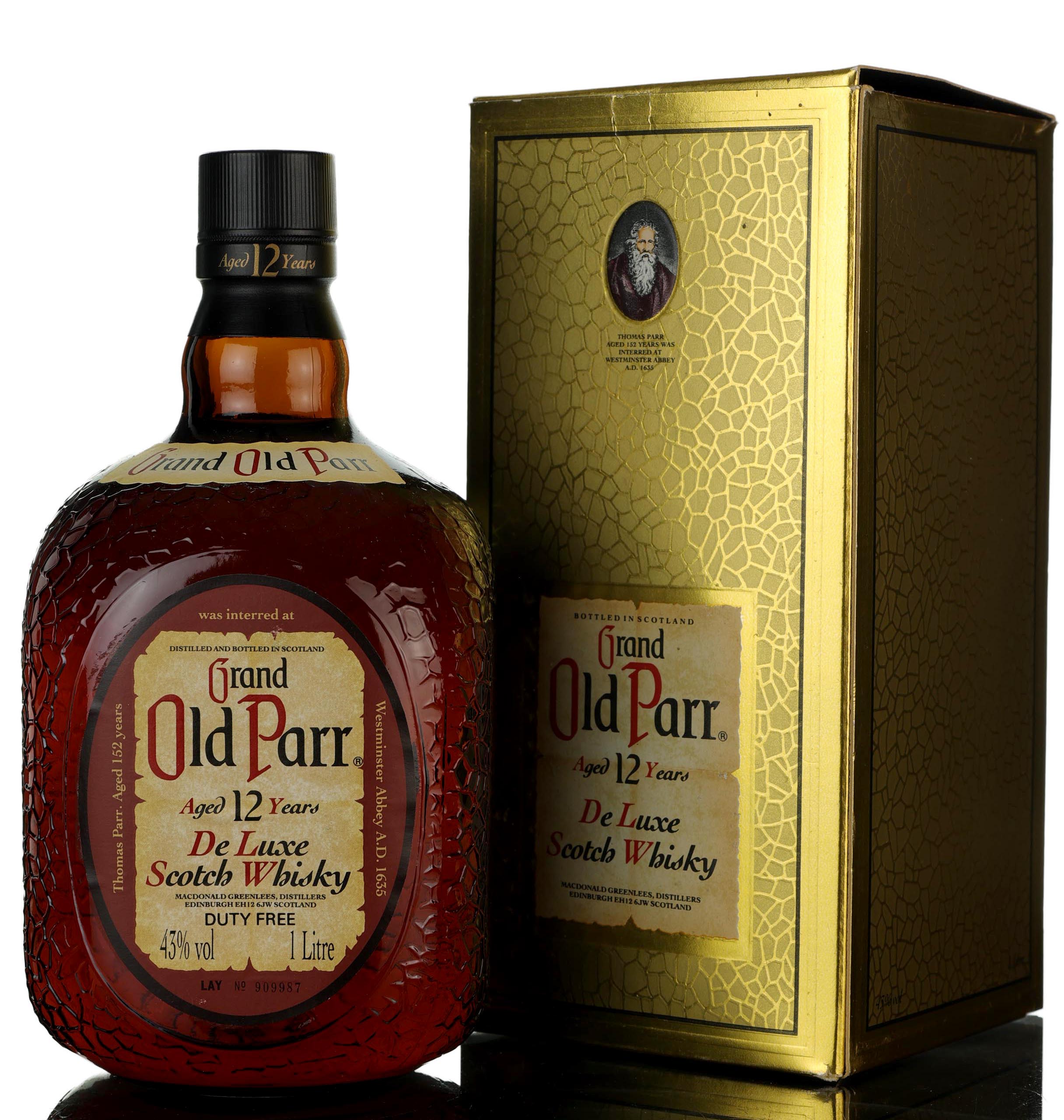 Grand Old Parr 12 Year Old - De Luxe - 1990s - 1 Litre