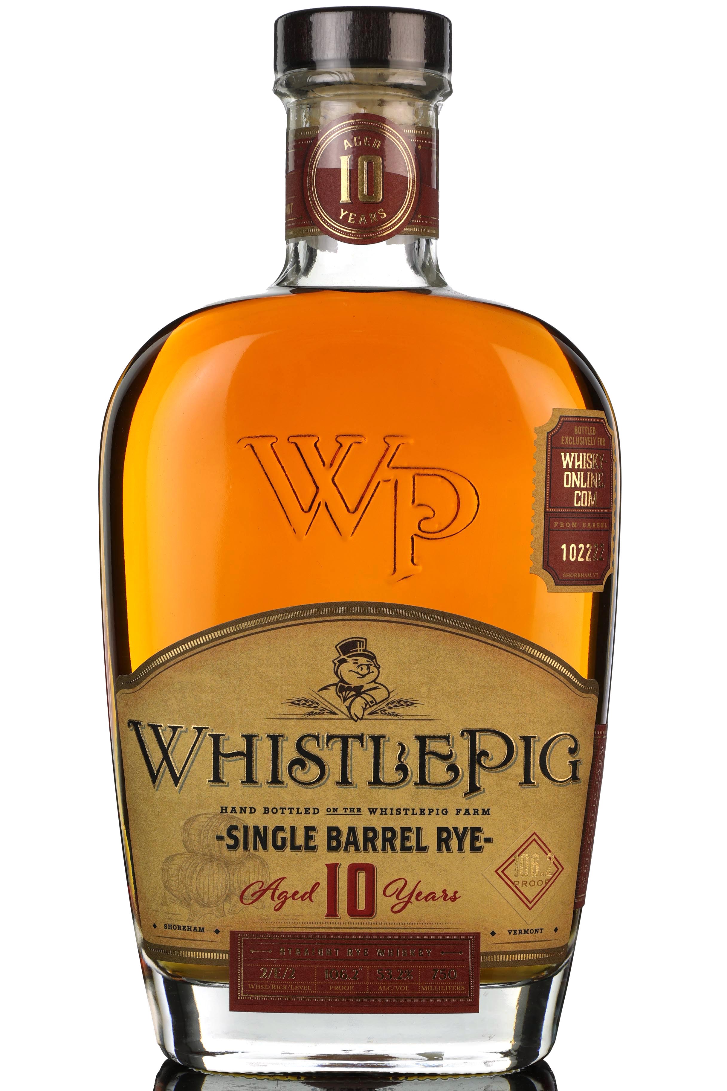 WhistlePig 10 Year Old - Single Barrel 102222 - 2020 Release - Whisky-Online Exclusive