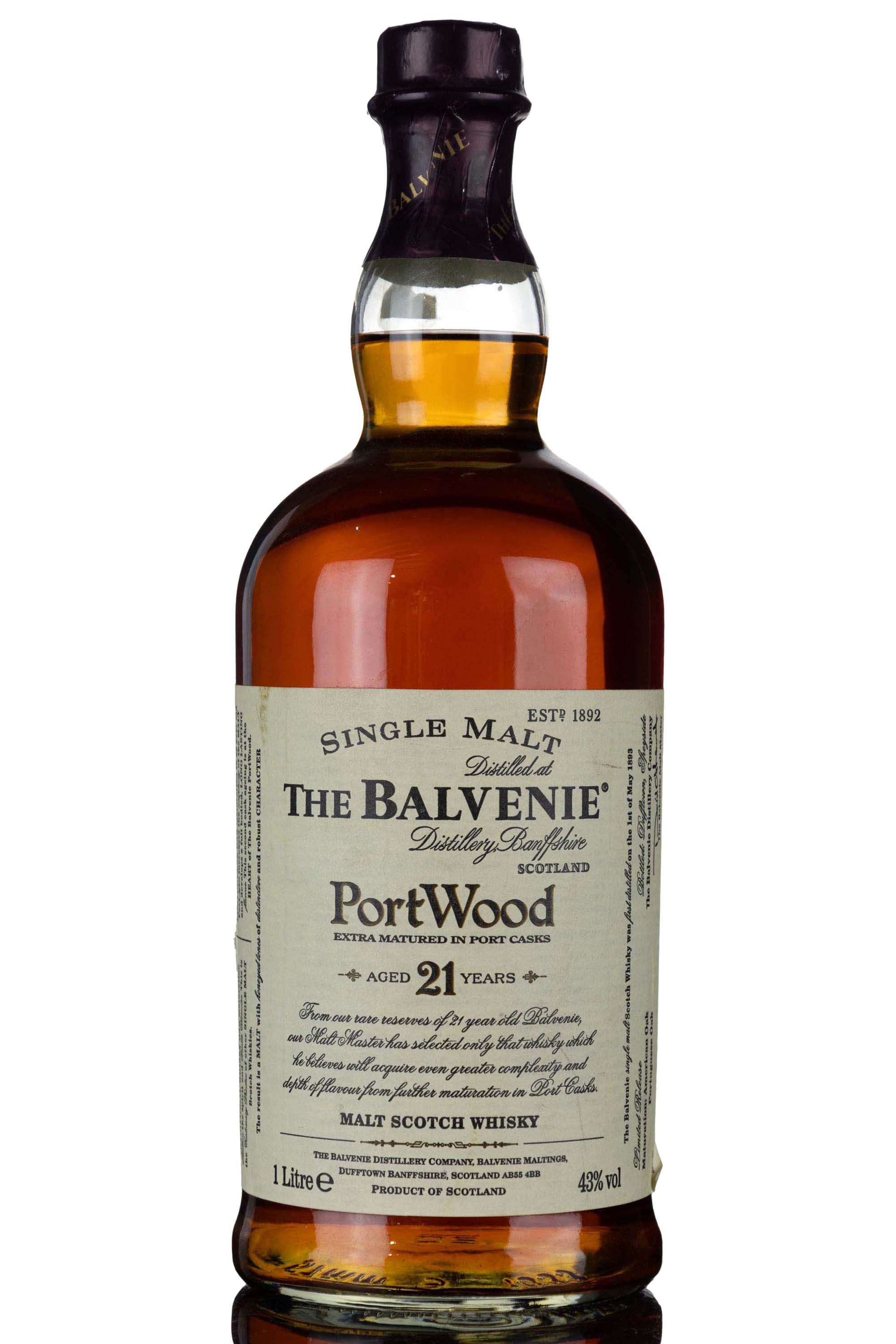 Balvenie 21 Year Old - PortWood - Circa 2000 - 1 Litre