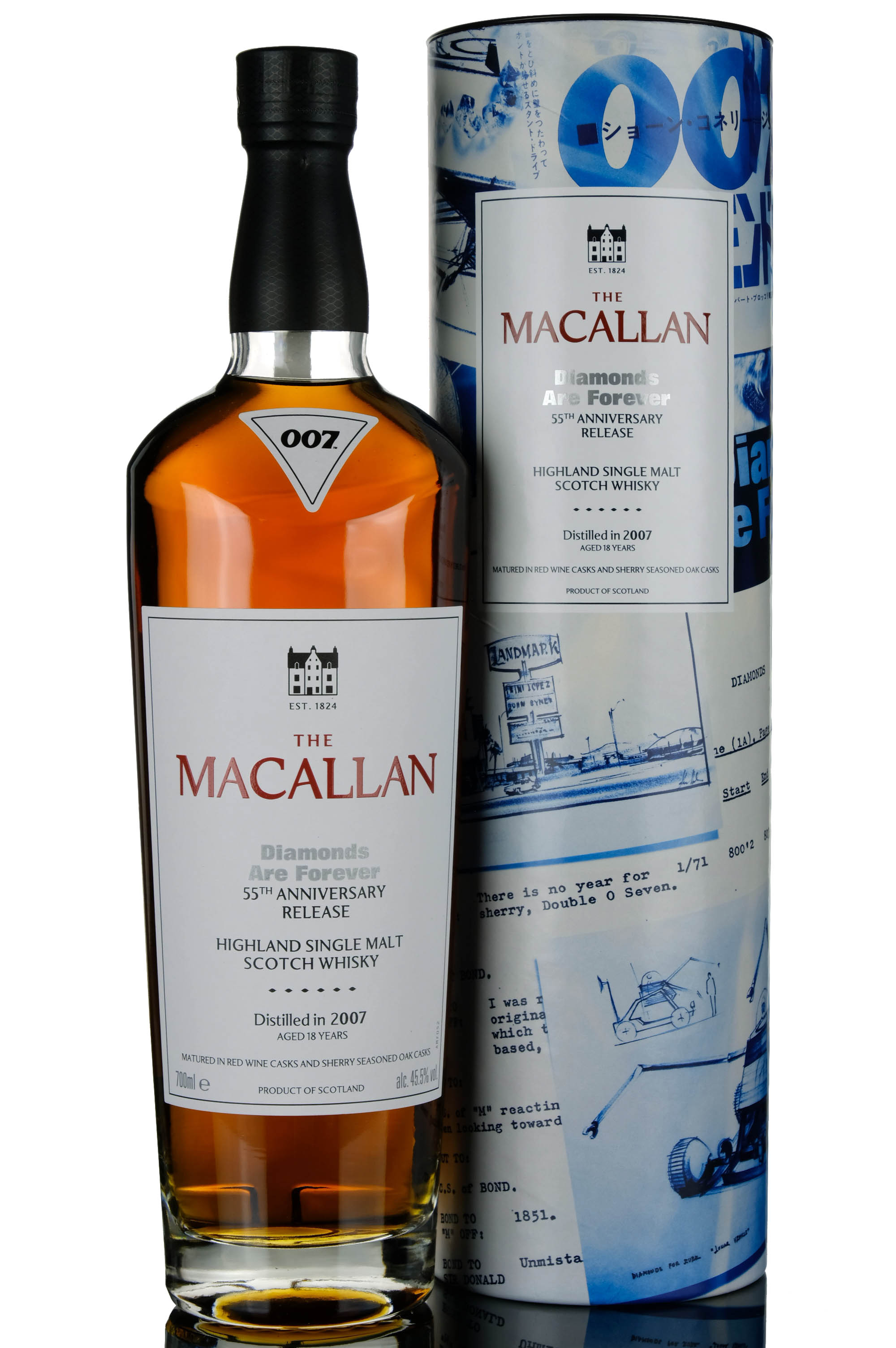 Macallan 2007-2005 - 18 Year Old - James Bond Diamonds Are Forever 55th Anniversary Releas