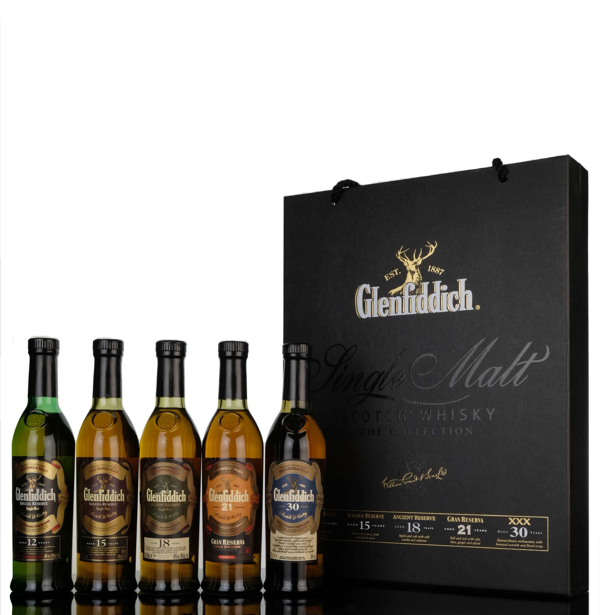 Glenfiddich Quarter Bottle Box Set - 12 - 15 - 18 - 21 - 30 Year Old