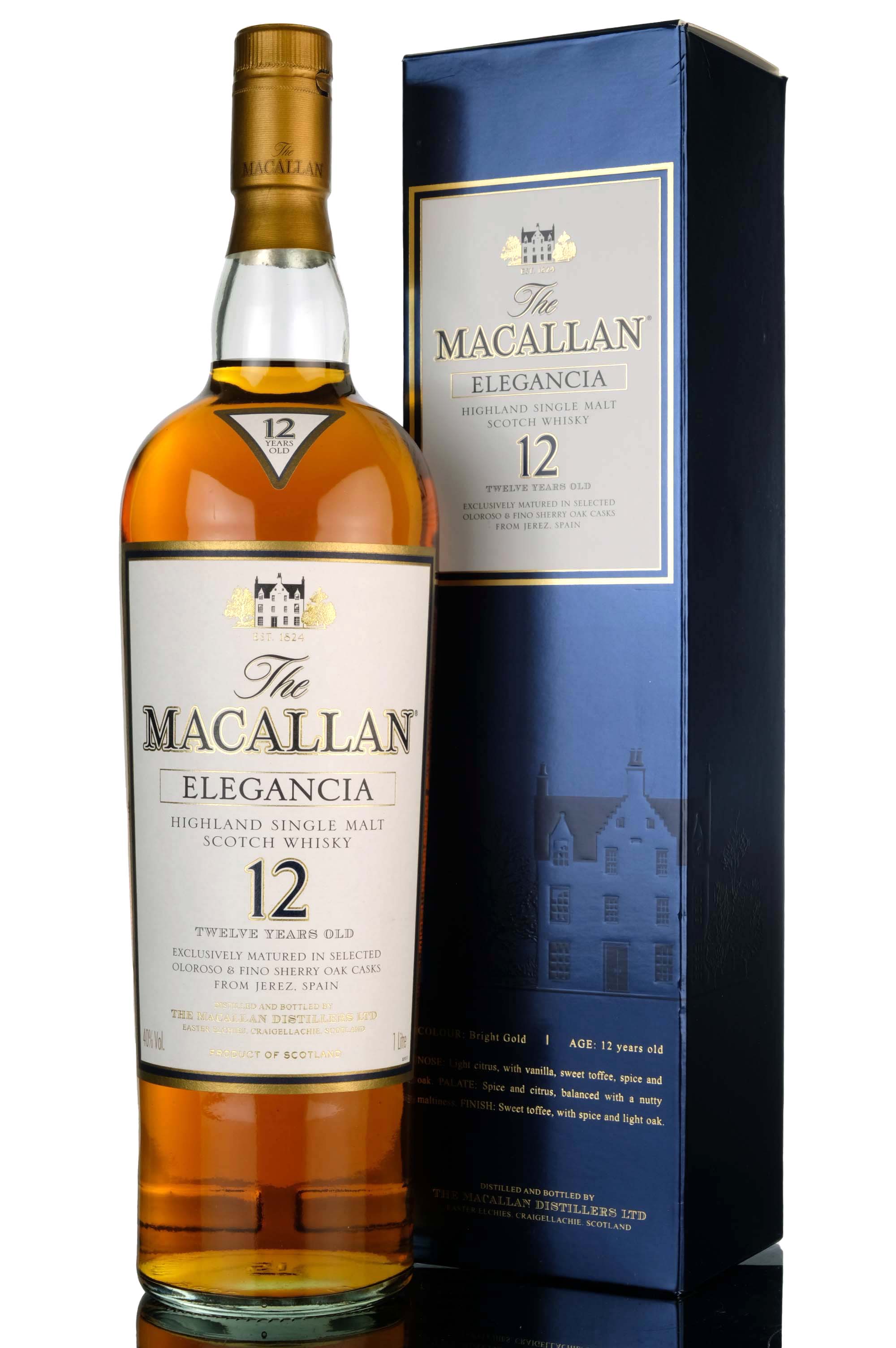 Macallan 12 Year Old - Elegancia - Mid 2000s - 1 Litre