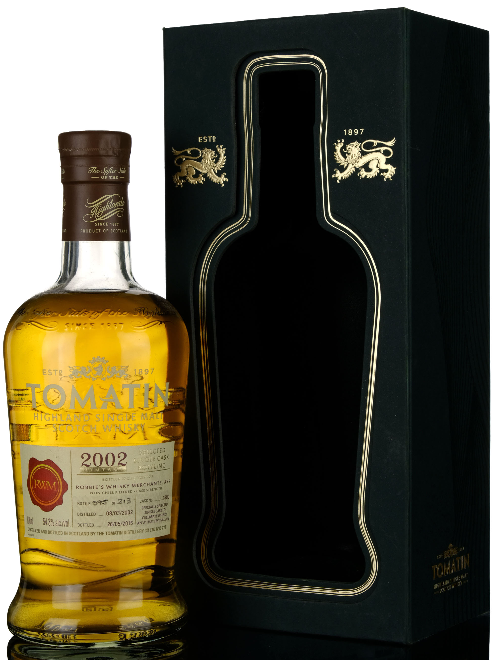 Tomatin 2002-2016 - 14 Year Old - Single Cask 1800 - Robbies Whisky Merchants Exclusive