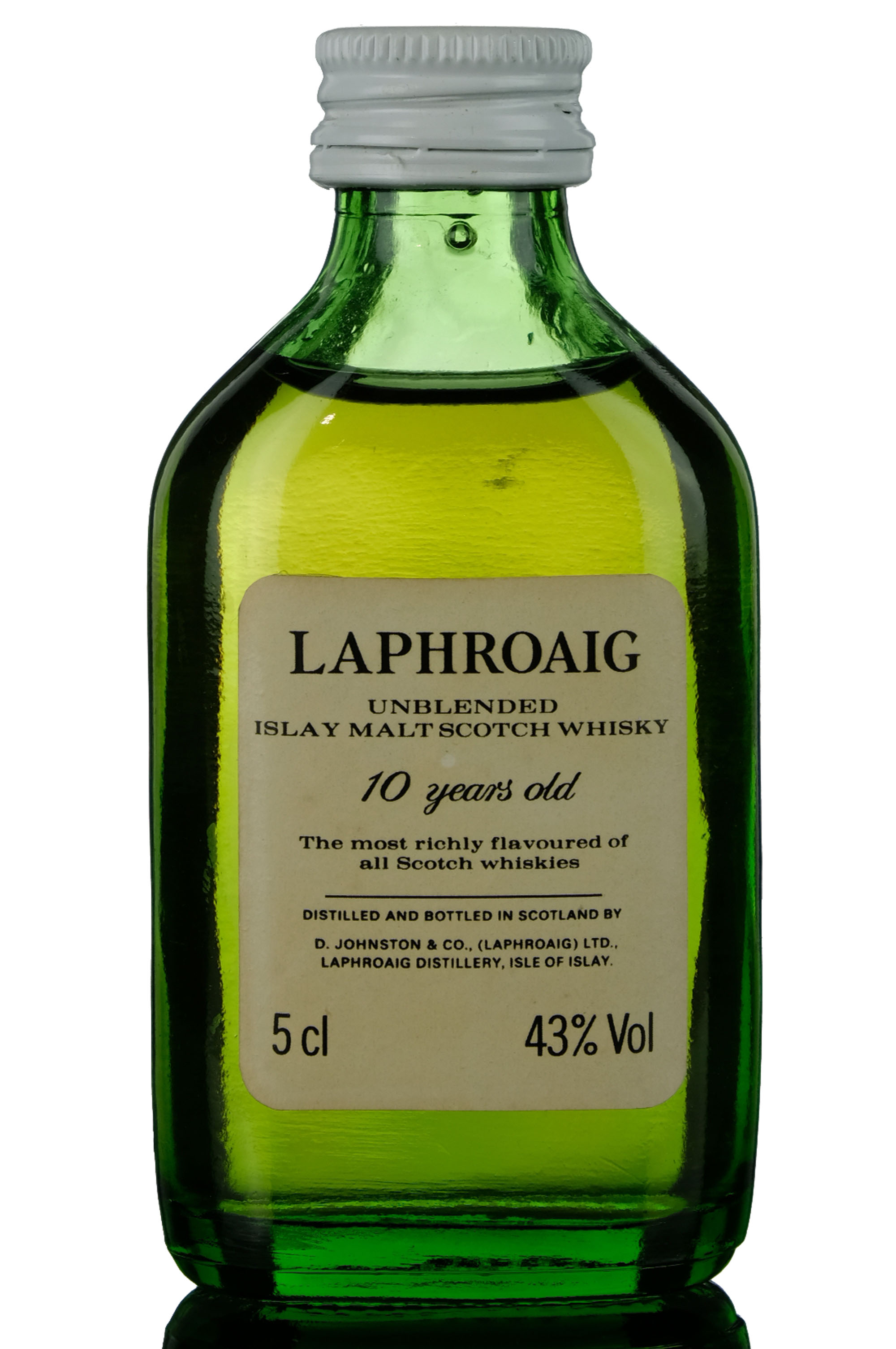 Laphroaig 10 Year Old - Unblended - Early 1980s - Miniature