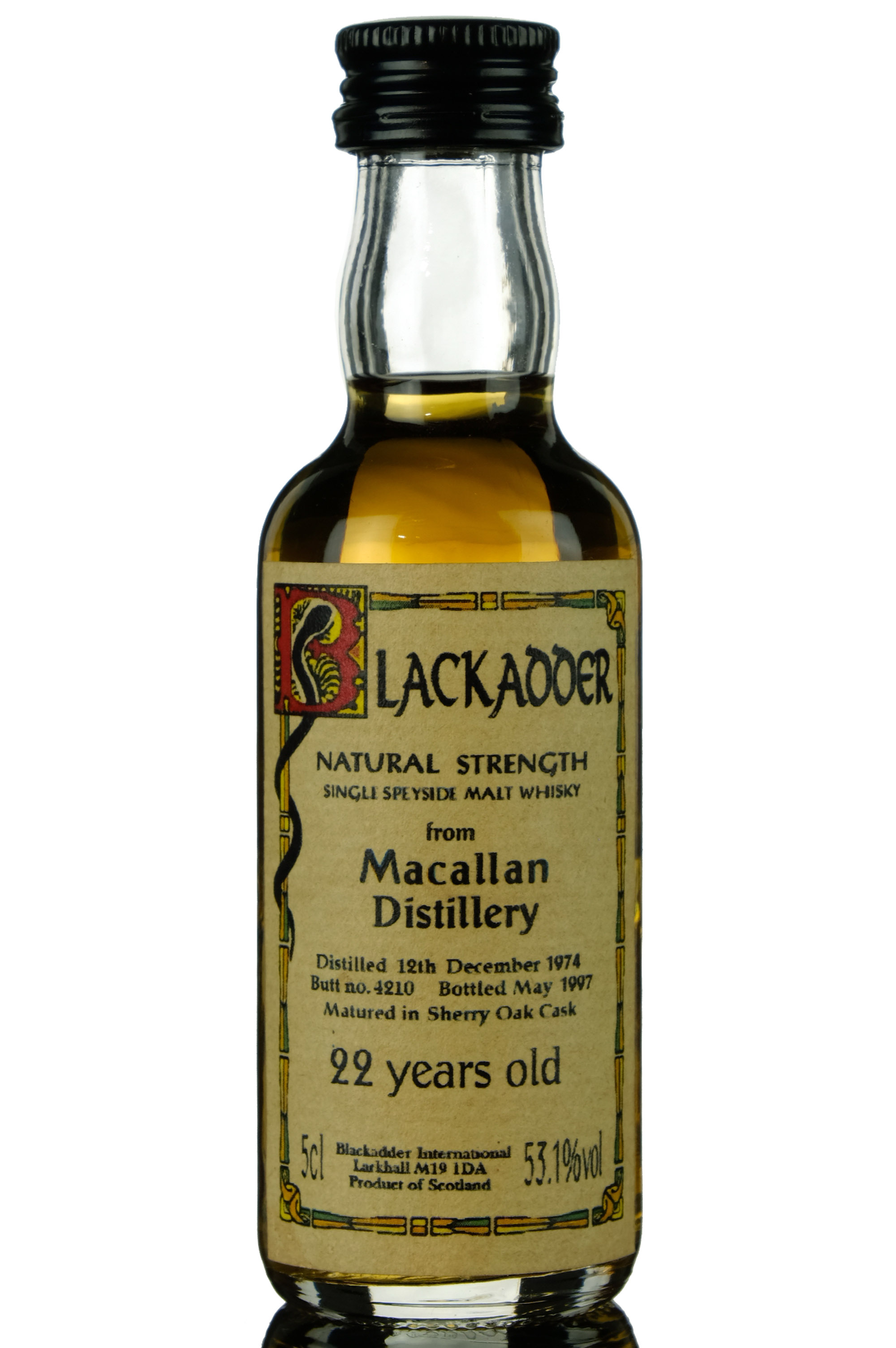 Macallan 19741997 22 Blackadder Miniature